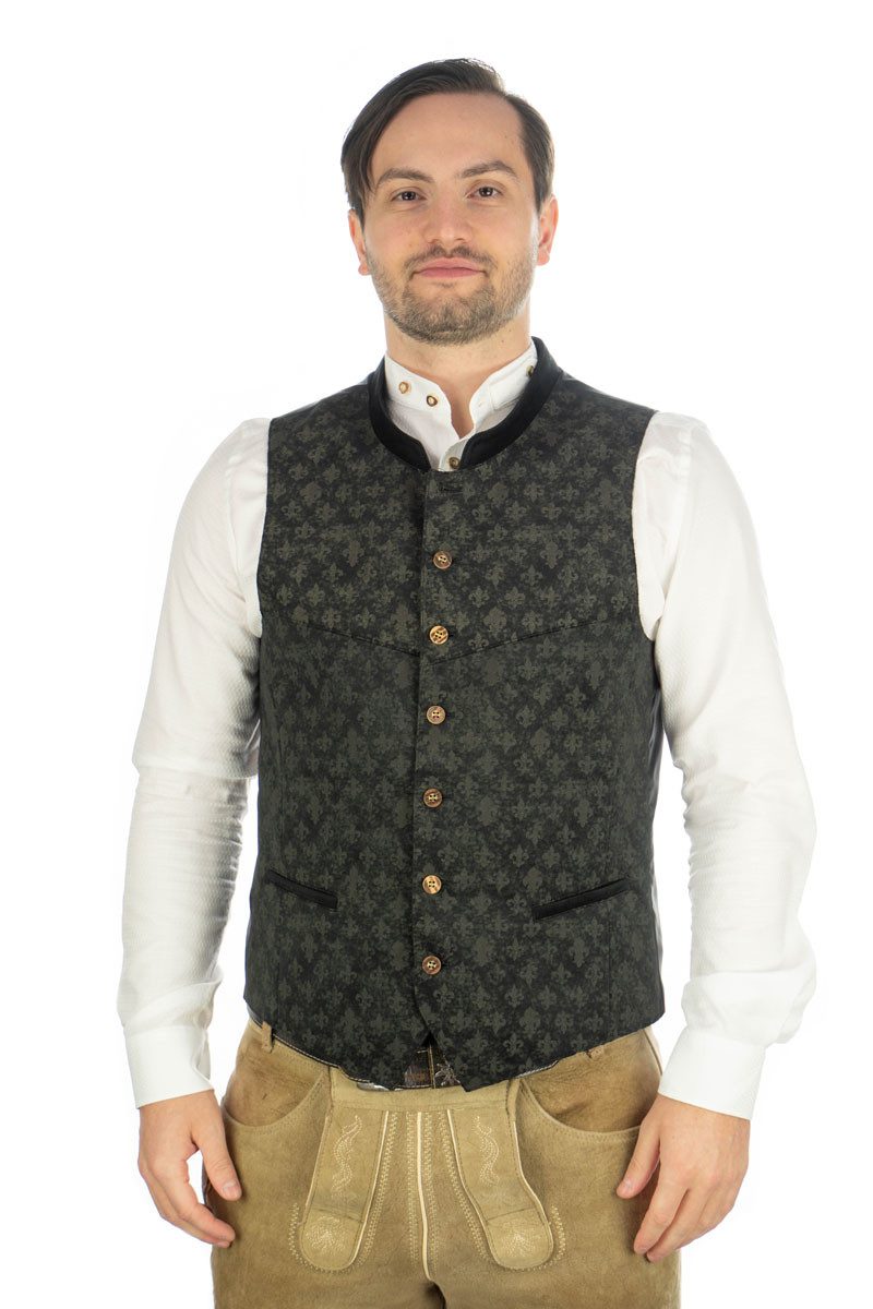 OS Trachten Trachtenweste Loxxi Gilet Weste mit 2 Leistentaschen, Verstellgürtel am Rückenteil