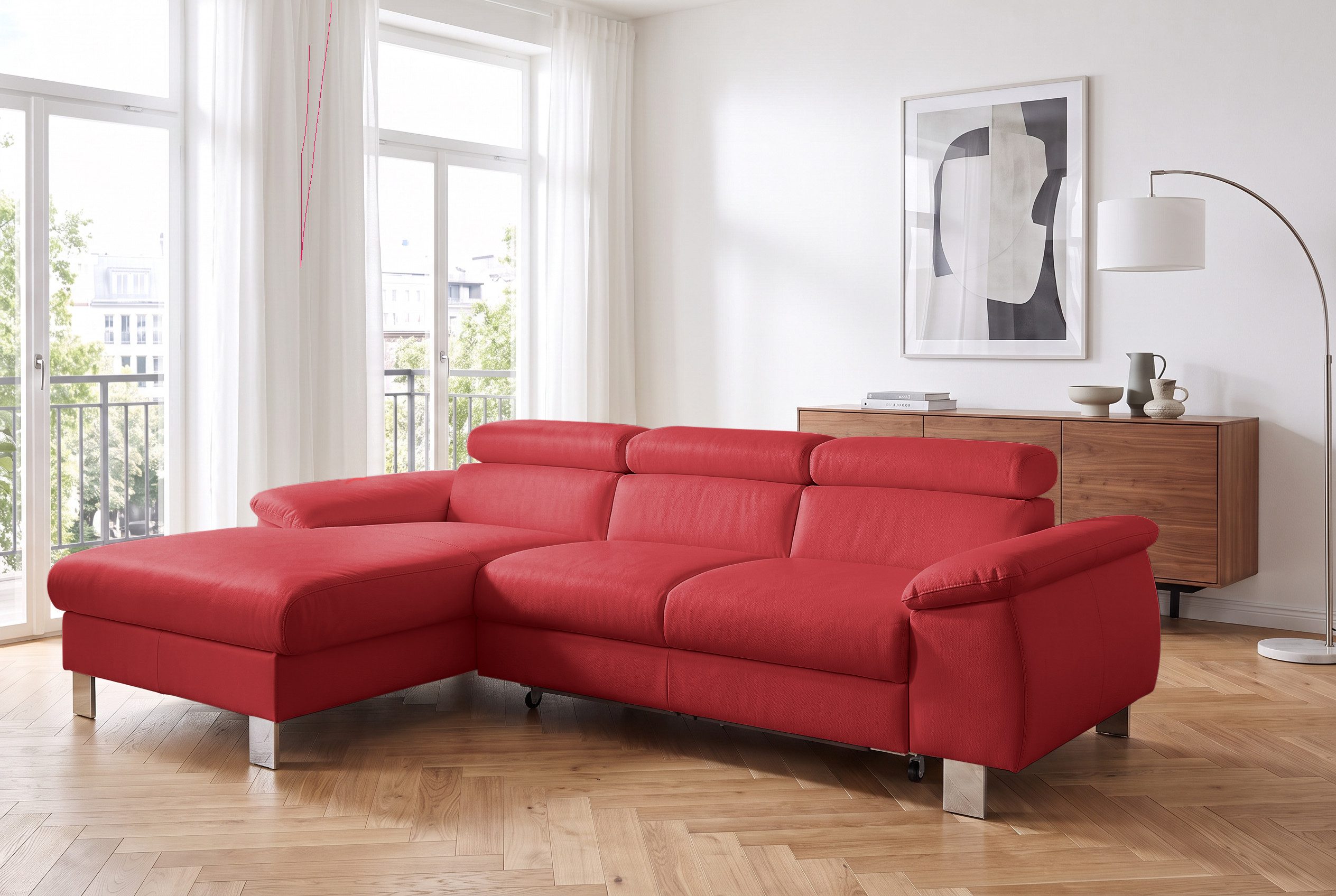 COTTA Ecksofa Komaris L-Form, B: 244 cm, mit Kopfteilverstellung, optional Schlaffunktion, Bettkasten & Licht