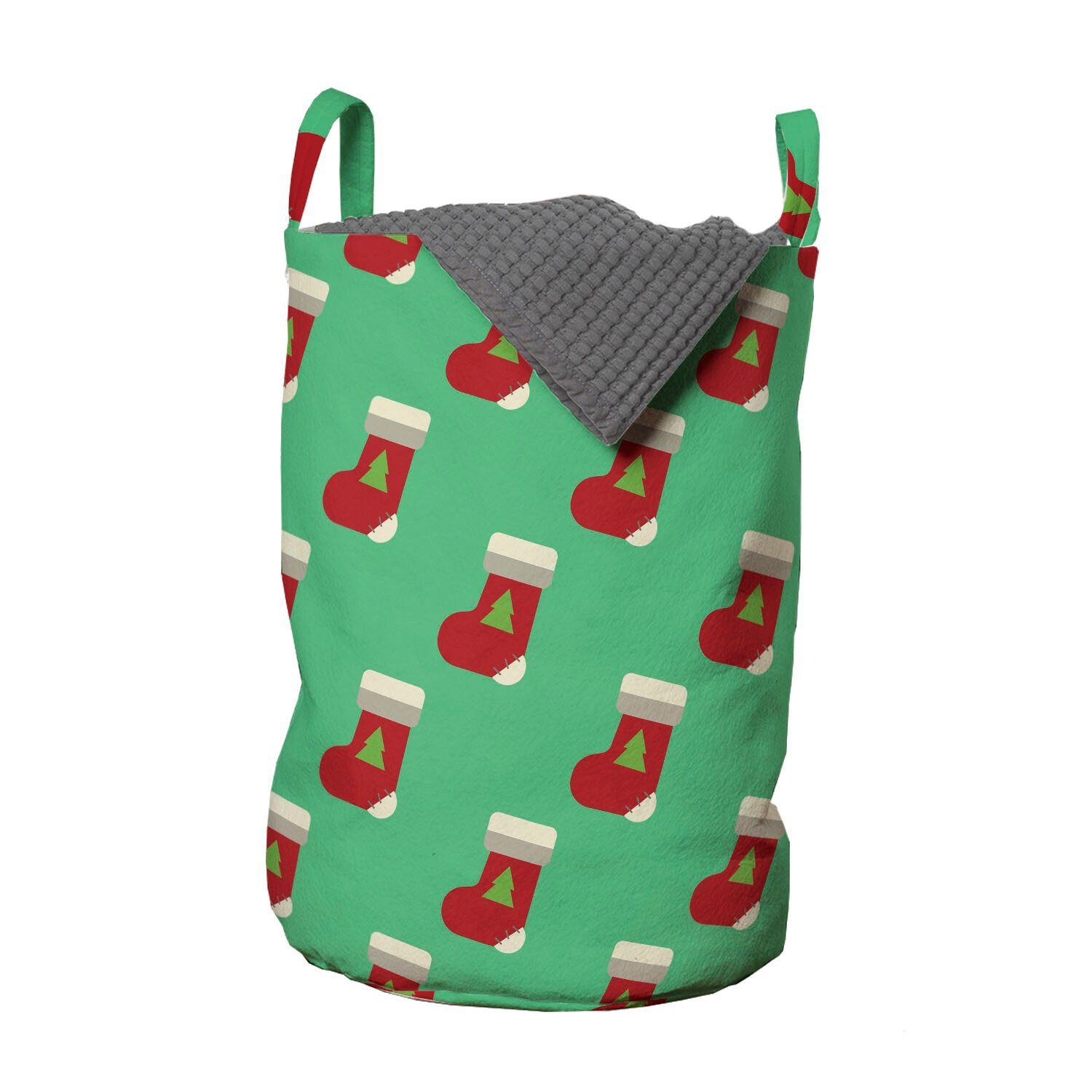 Abakuhaus Wäschesäckchen für Griffen Weihnachtsmann Waschsalons, Weihnachten Socken Grünes Wäschekorb Frohe mit Kordelzugverschluss