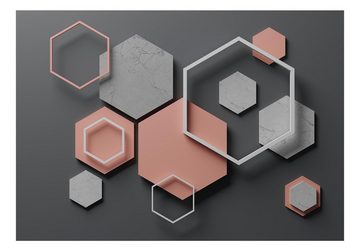 KUNSTLOFT Vliestapete Hexagon Plan 0.98x0.7 m, halb-matt, matt, lichtbeständige Design Tapete