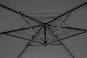 Bizzotto Ampelschirm TROPEA, Anthrazit, Ø 300 cm, Aluminium, Drehbar, Schwenkbar, Höhenverstellbar, mit Plattenständer, Polyester