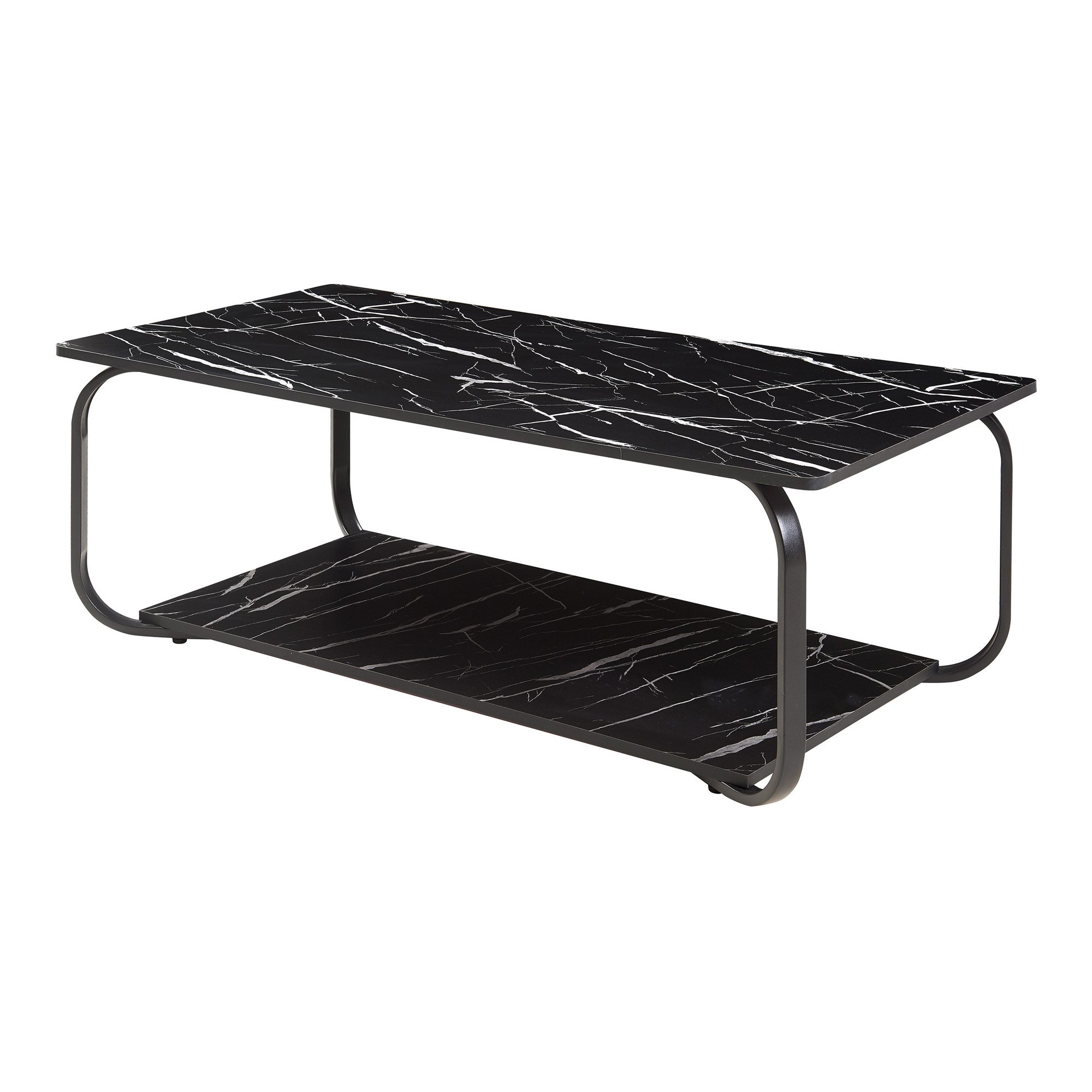 en.casa Couchtisch, Couchtisch »Kolta« 120x60x43 cm Marmoroptik, Schwarz günstig online kaufen