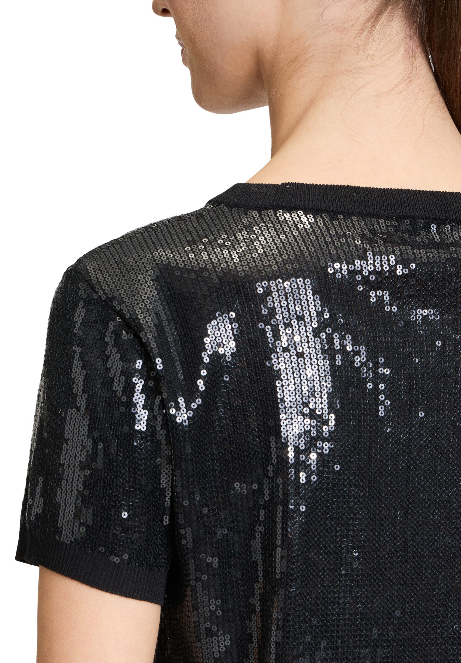 Vera Mont Kurzarmshirt Damen mit Rundhalsausschnitt (1-tlg) Pailletten
