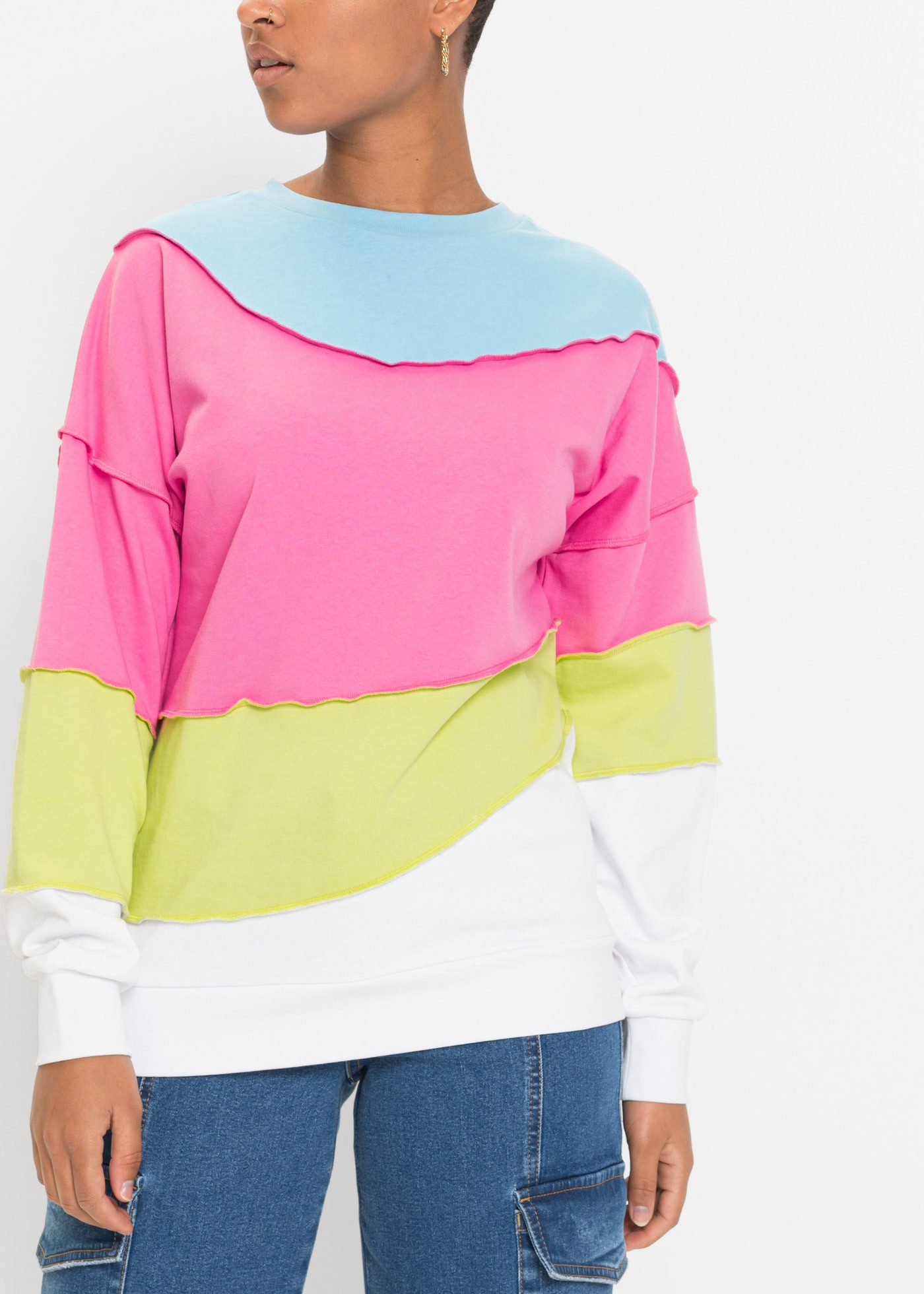 bonprix Sweatshirt Oversize-Passform, Langarm, aus Baumwolle und Polyester günstig online kaufen