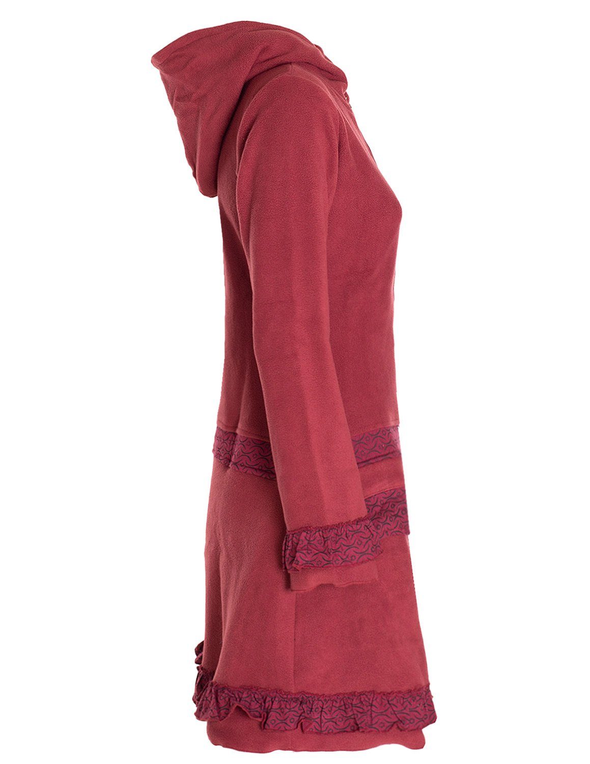 Vishes Kurzmantel Lange Fleecejacke Fleecemantel Übergangsjacke ECO-Fleece Goa, Hippie, Elfen Style