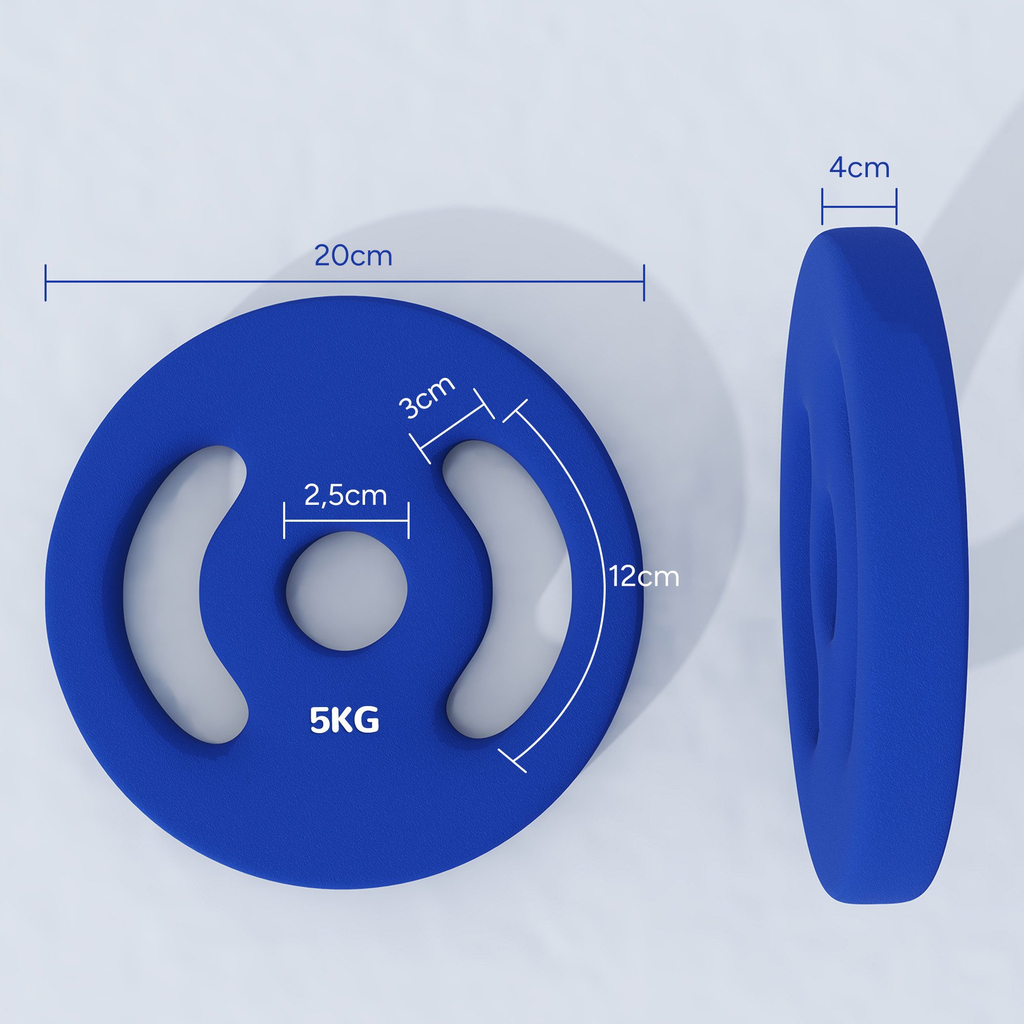 SPORTNOW Hantelscheiben 2er-Set, 2 x 5 kg, 10 kg, für 2,5 cm Hantelstange, Ø 30 mm Bohrung, Blau