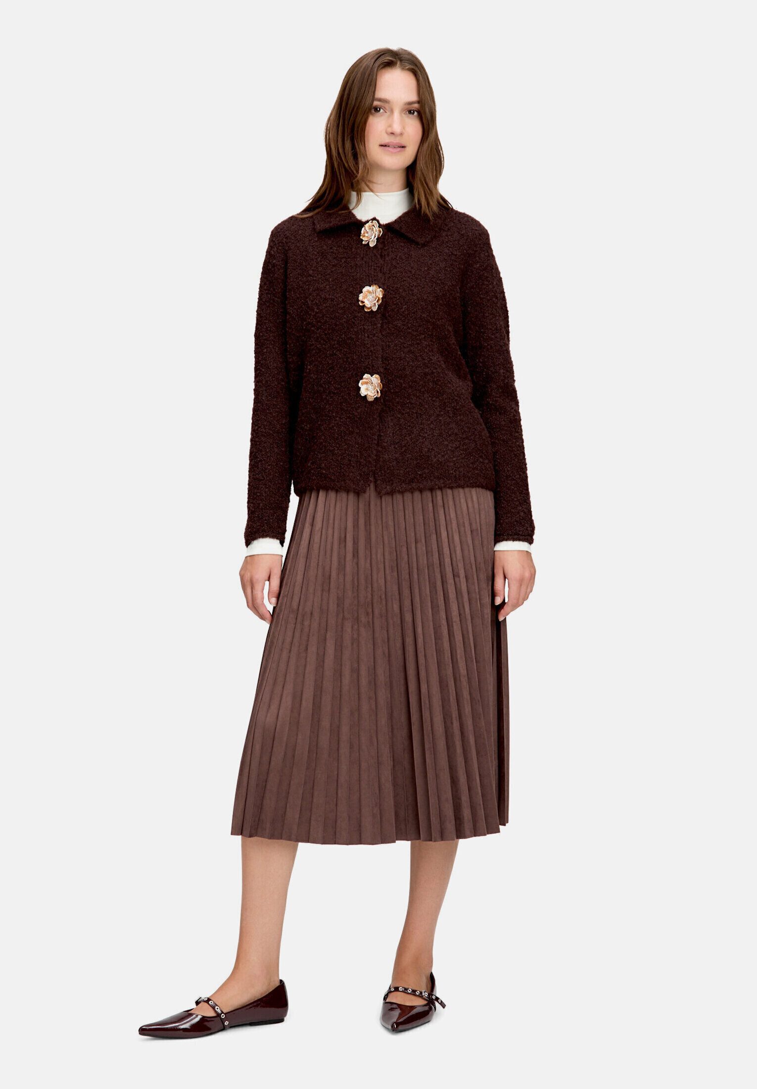 Cartoon Strickjacke Damen mit Kragen (1-tlg)