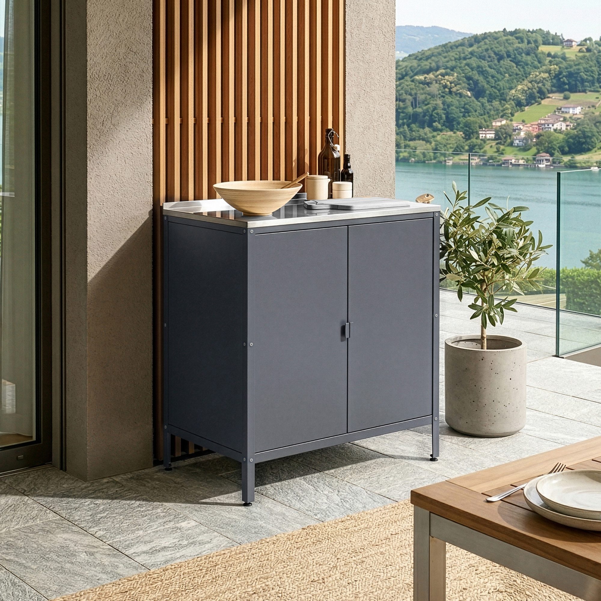 casa.pro Mehrzweckschrank »Bolognano« Schrank 92x80x50 cm mit 2 Türen
