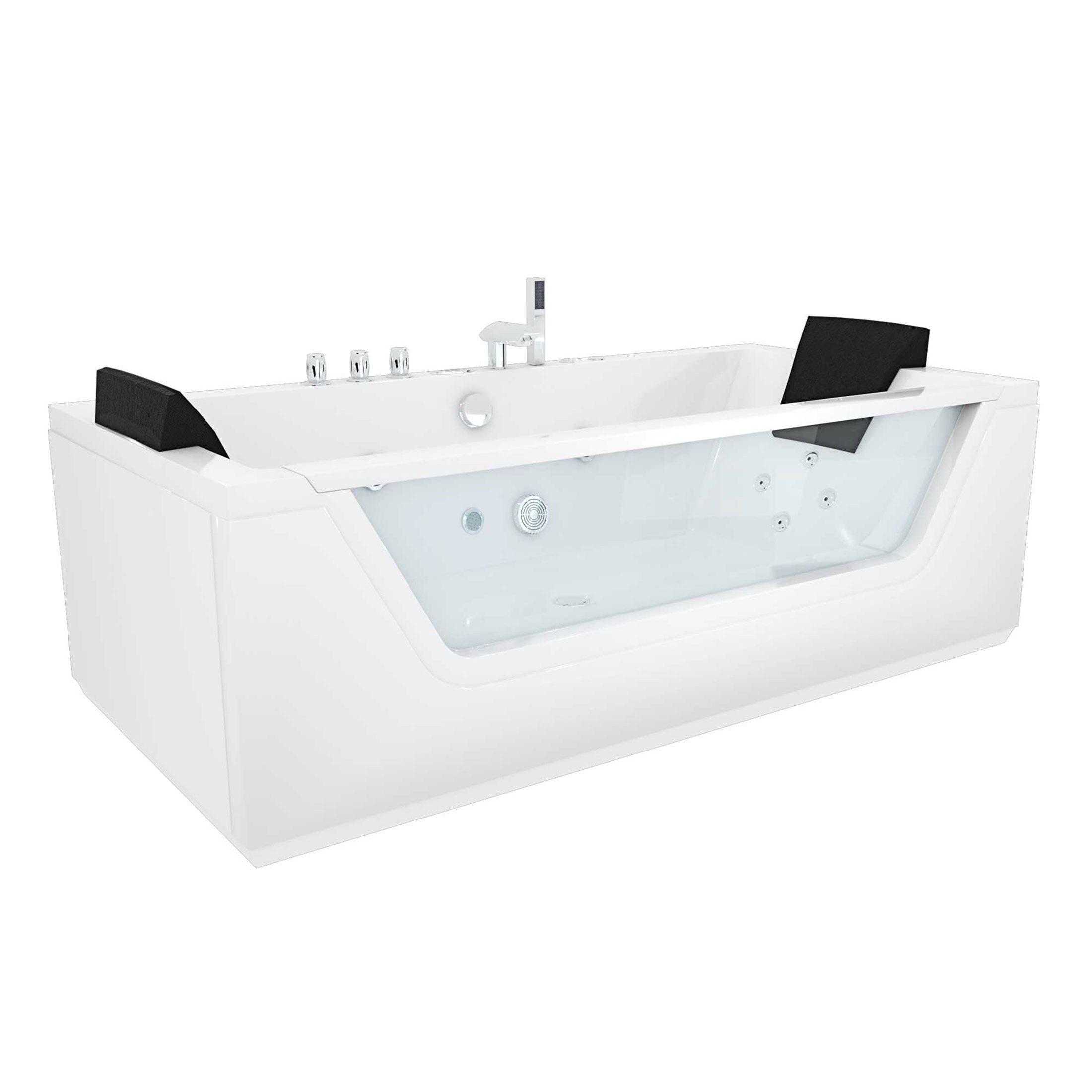 AcquaVapore Whirlpool-Badewanne Whirlpool Reinigungsfunktion Pool Badewanne W83R-C-ALL, (1-tlg), mit Ablaufgarnitur