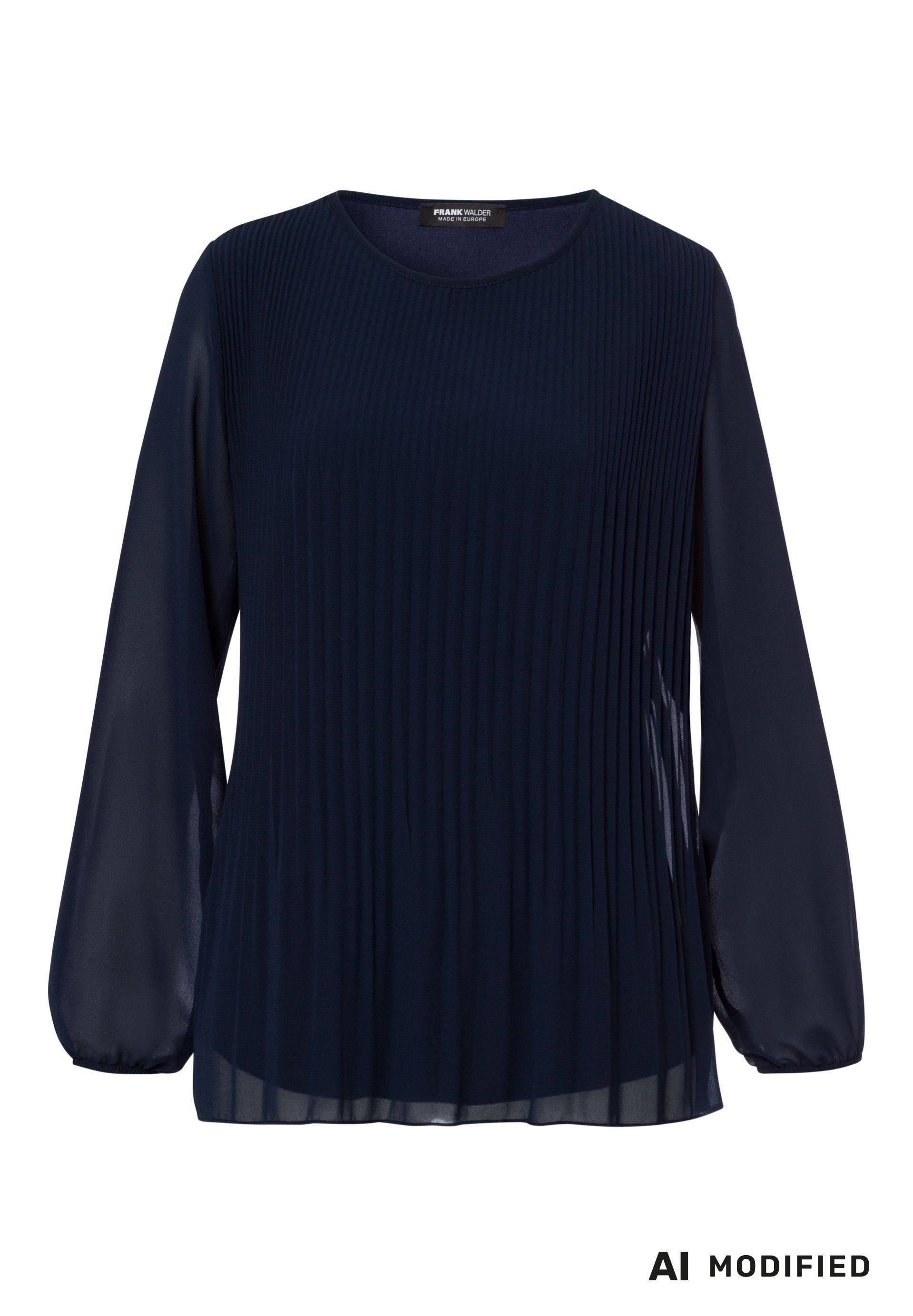 FRANK WALDER Klassische Bluse mit zarter Plissierung