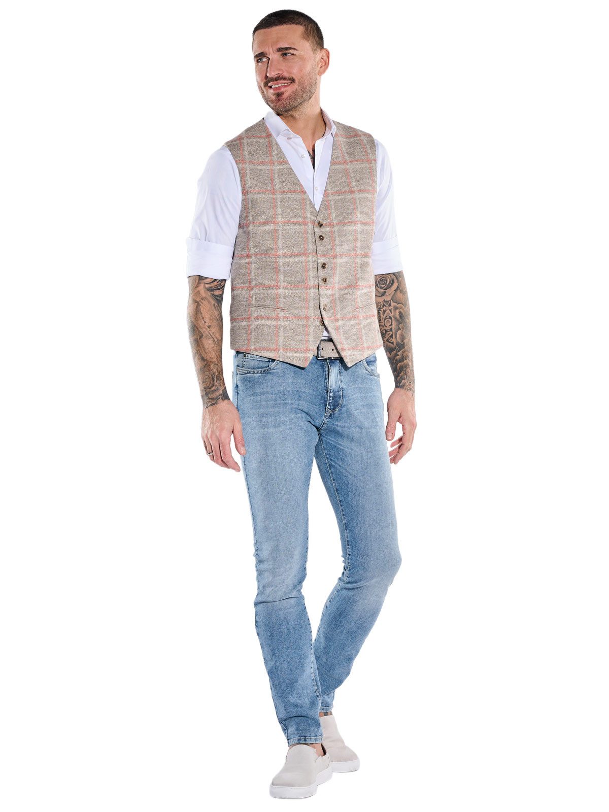 emilio adani Anzugweste Herren Sakkoweste mit Karo-Muster, Beige