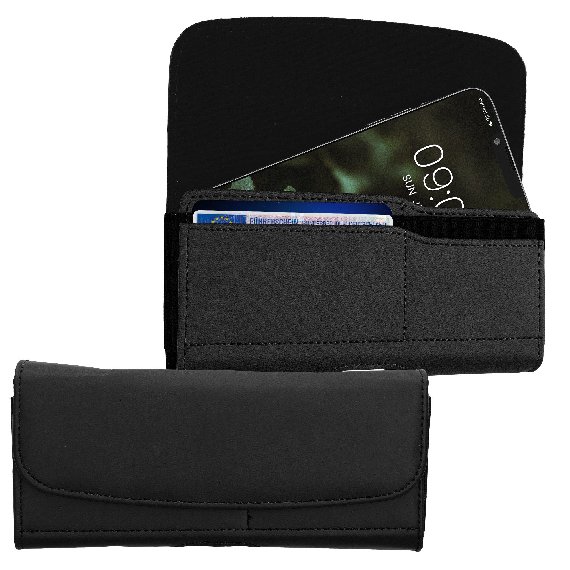 kwmobile Handyhülle kwmobile Handy Gürteltasche mit Kartenfächern - Hülle 17,2 x 8,5 cm