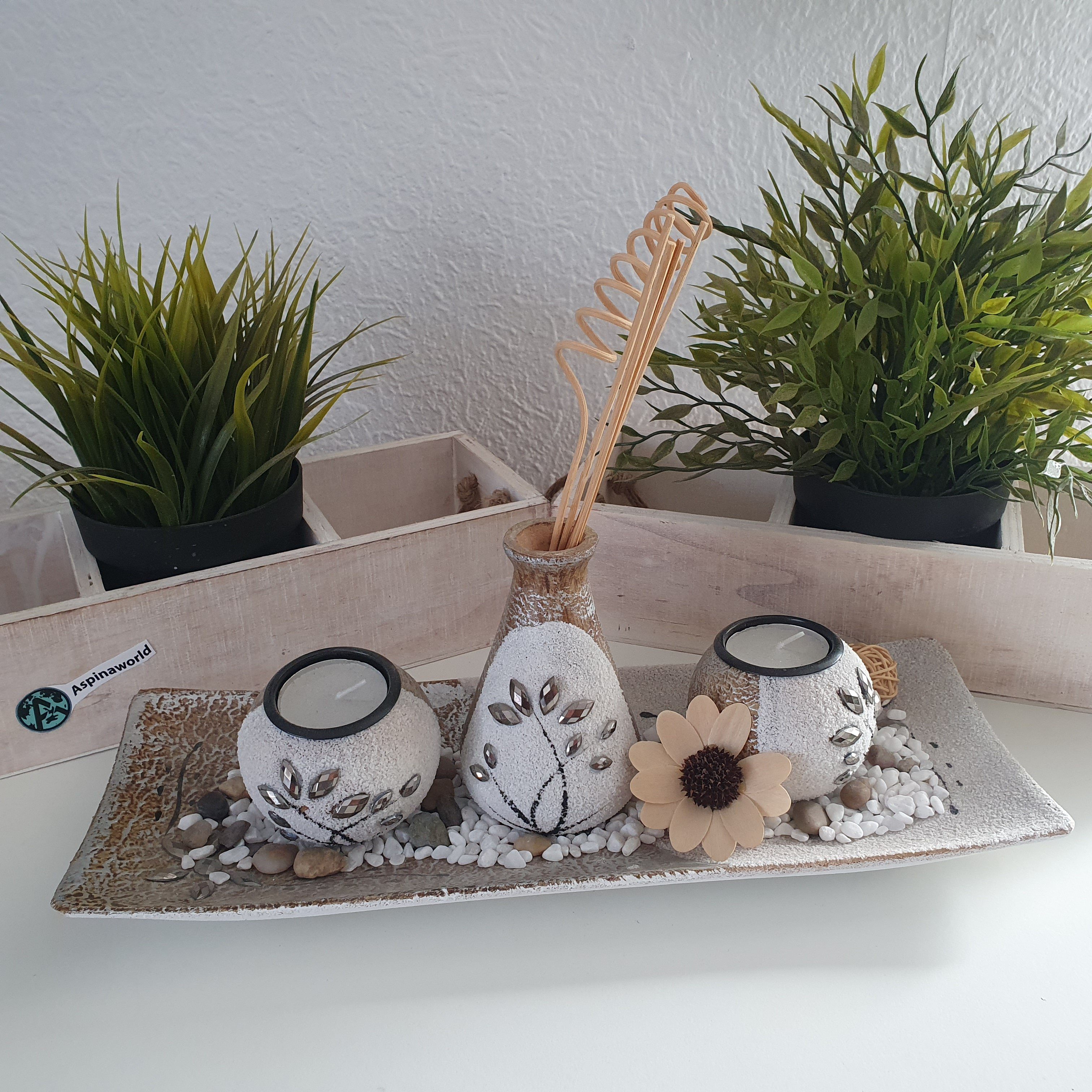 Aspinaworld Teelichthalter Teelichthalter mit Blumendeko 25 cm