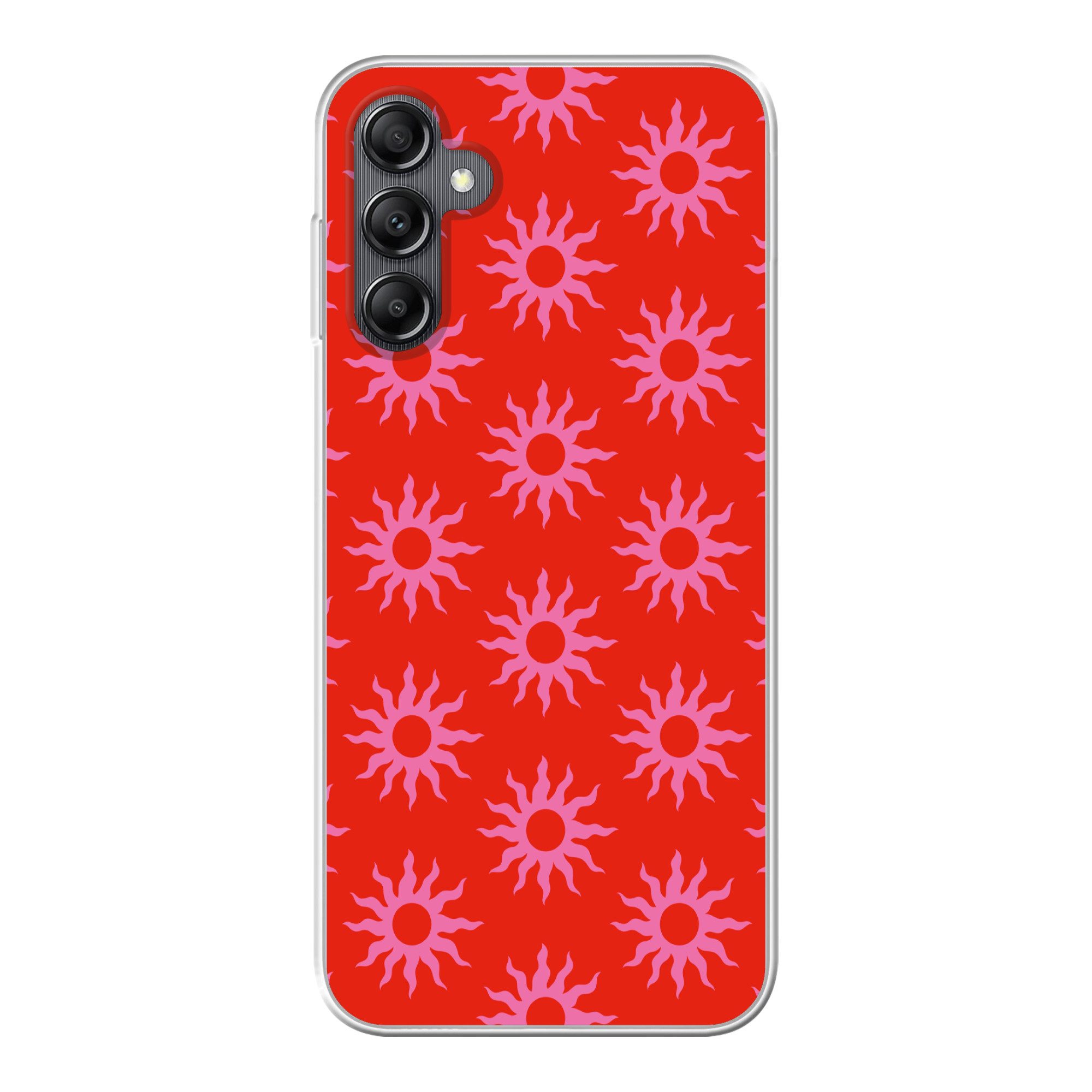 MuchoWow Handyhülle für Samsung Galaxy A14 5G Sonnen - Rot - Rosa - Muster - Sommer, Smartphone-Bumper, Print, Handy Schutzhülle Dünn