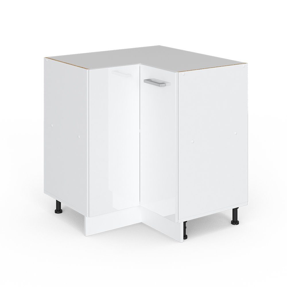 Vicco Eckunterschrank R-Line, Weiß Hochglanz/Weiß, 75.6 günstig online kaufen