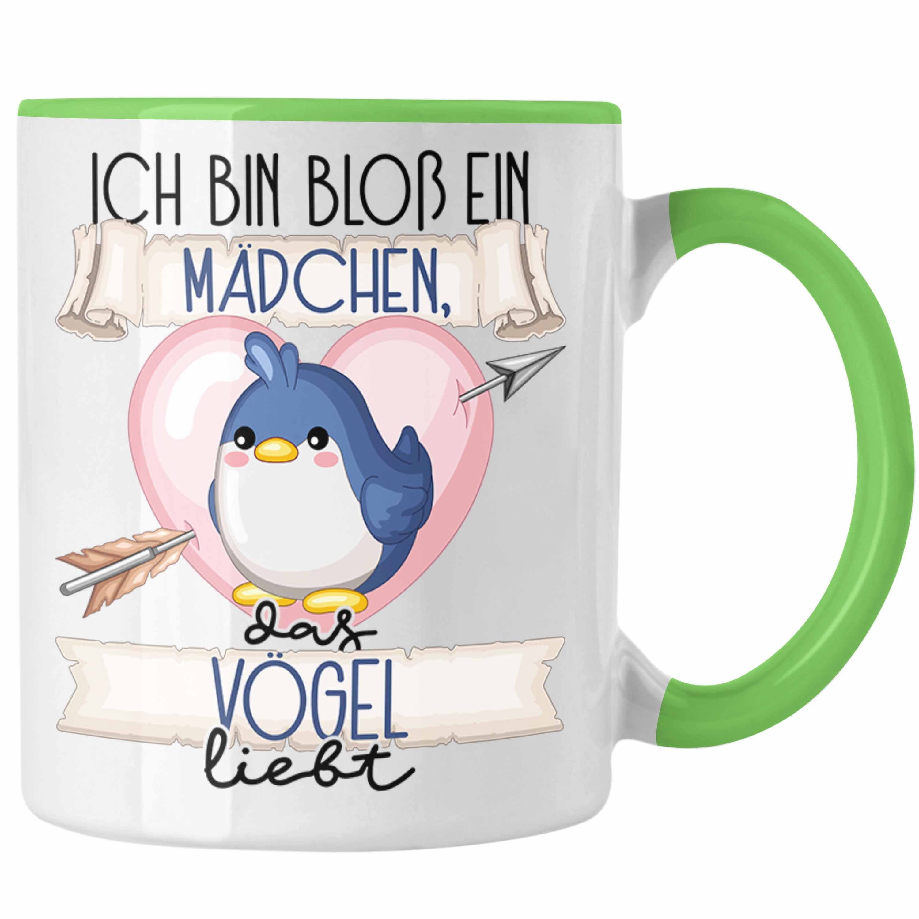 Trendation Tasse Vogel Tasse Geschenk Frauen Ich Bin Bloß Ein Mädchen Das Vögel Liebt V Grün