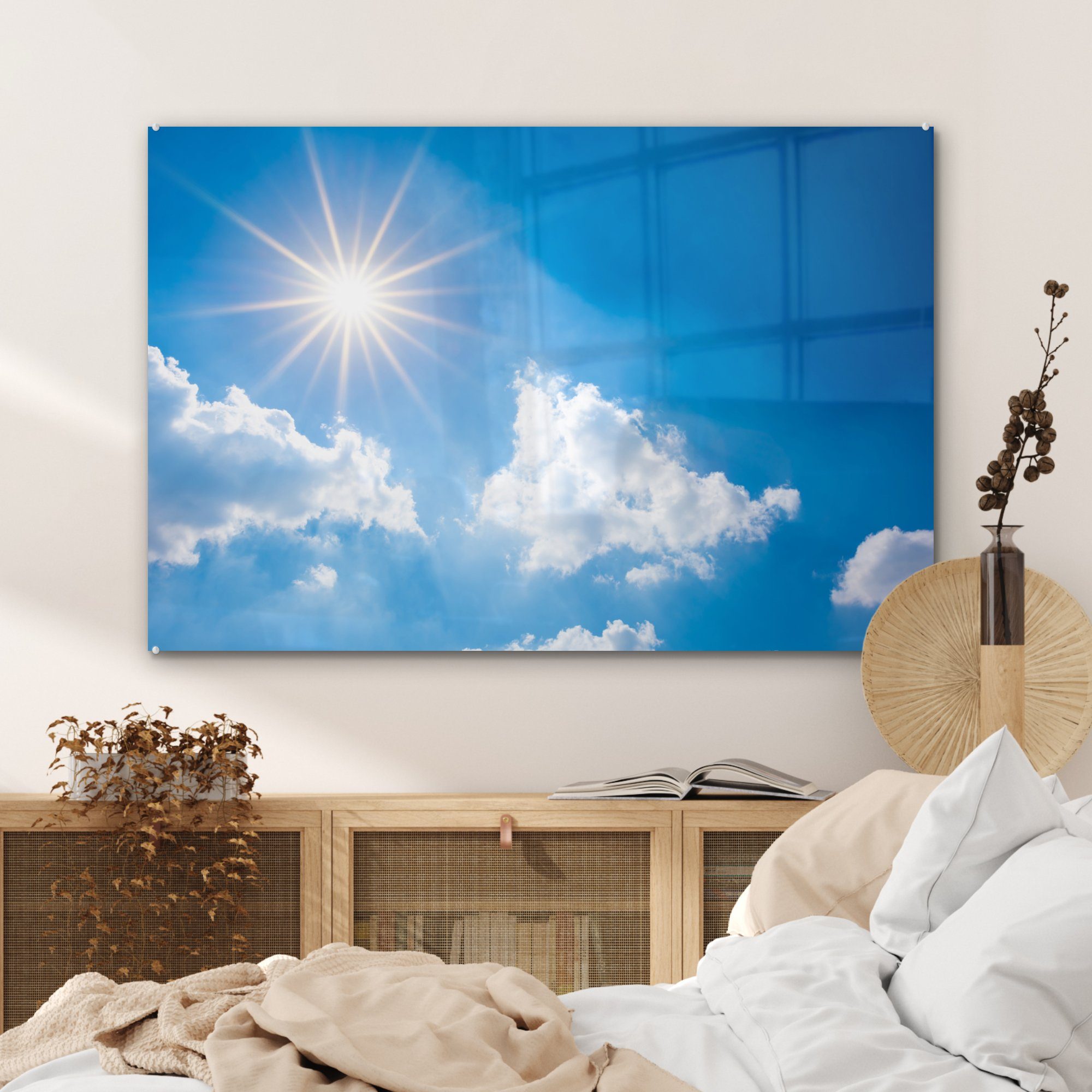 - - Schlafzimmer Sonne Acrylglasbild Wolken Acrylglasbilder Sommer, & (1 MuchoWow St), Wohnzimmer