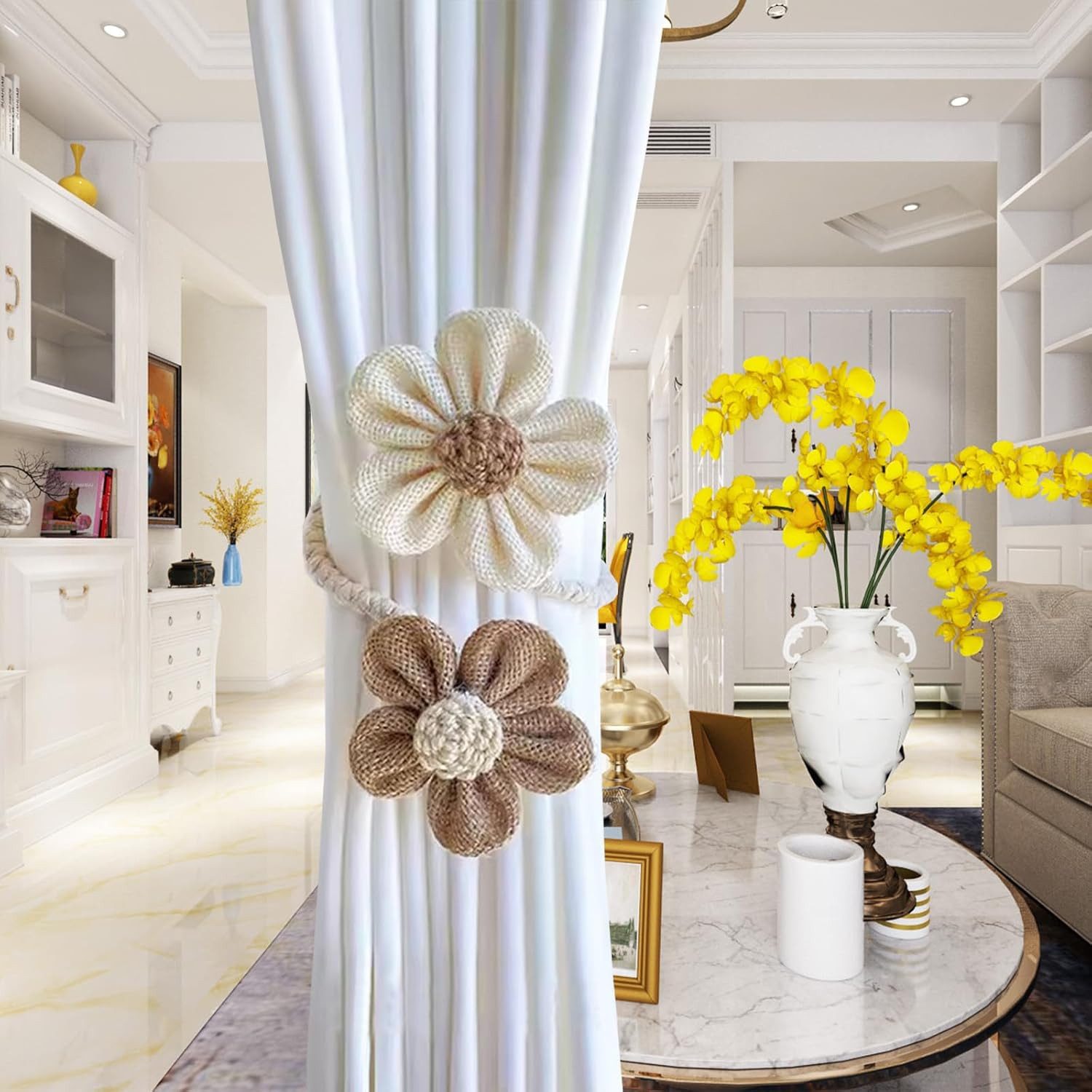 BYSURE Raffhalter, (2-tlg), Niedliche Blumenvorhang-Raffhalter, Boho-Blumenvorhang