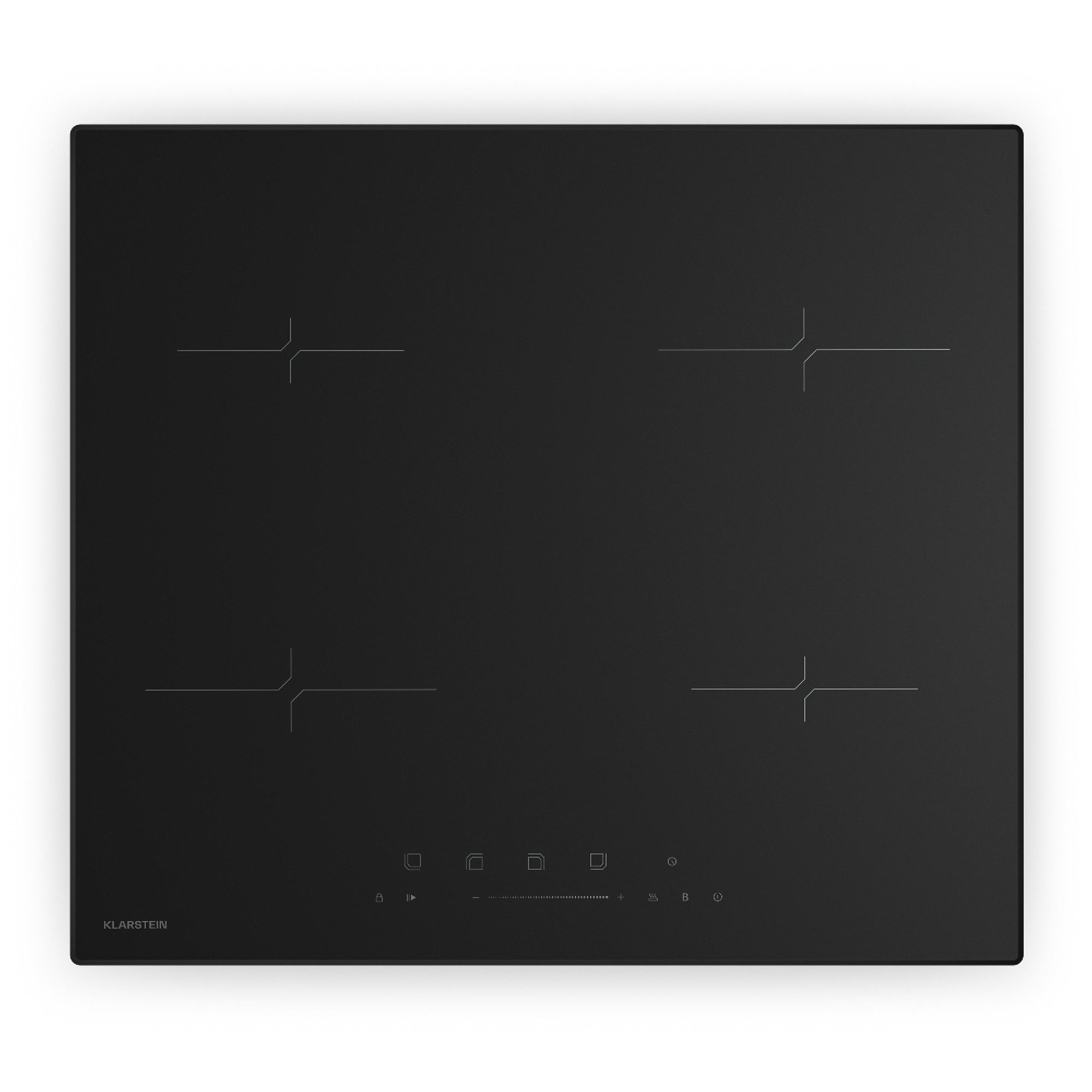 Klarstein Induktions-Kochfeld Velaire Induktionskochfeld 4 Kochzonen 7000W 60 cm Boost Touch-Slider, Elektrisches Kochfeld 4 Kochzonen Timer Glaskeramik 60 cm