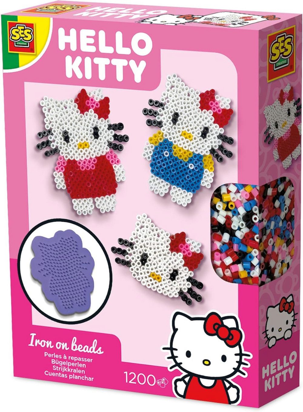 SES Creative Spiel Hello Kitty Bügelperlen-Set 1200 Perlen – SES Creative