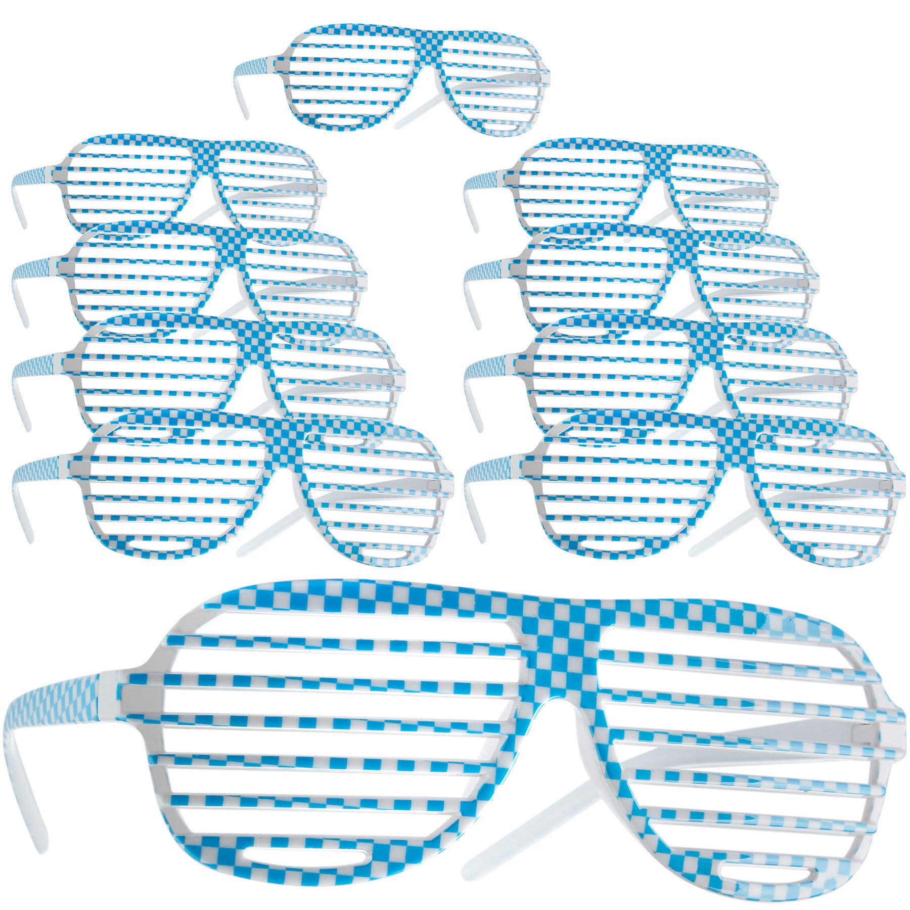 dressforfun Kostüm Partybrille/Scherzbrille, in blau/weiß, stabil, Einheitsgröße, Kariertes Gestell, leicht und angenehm zu tragen, für Mottopartys