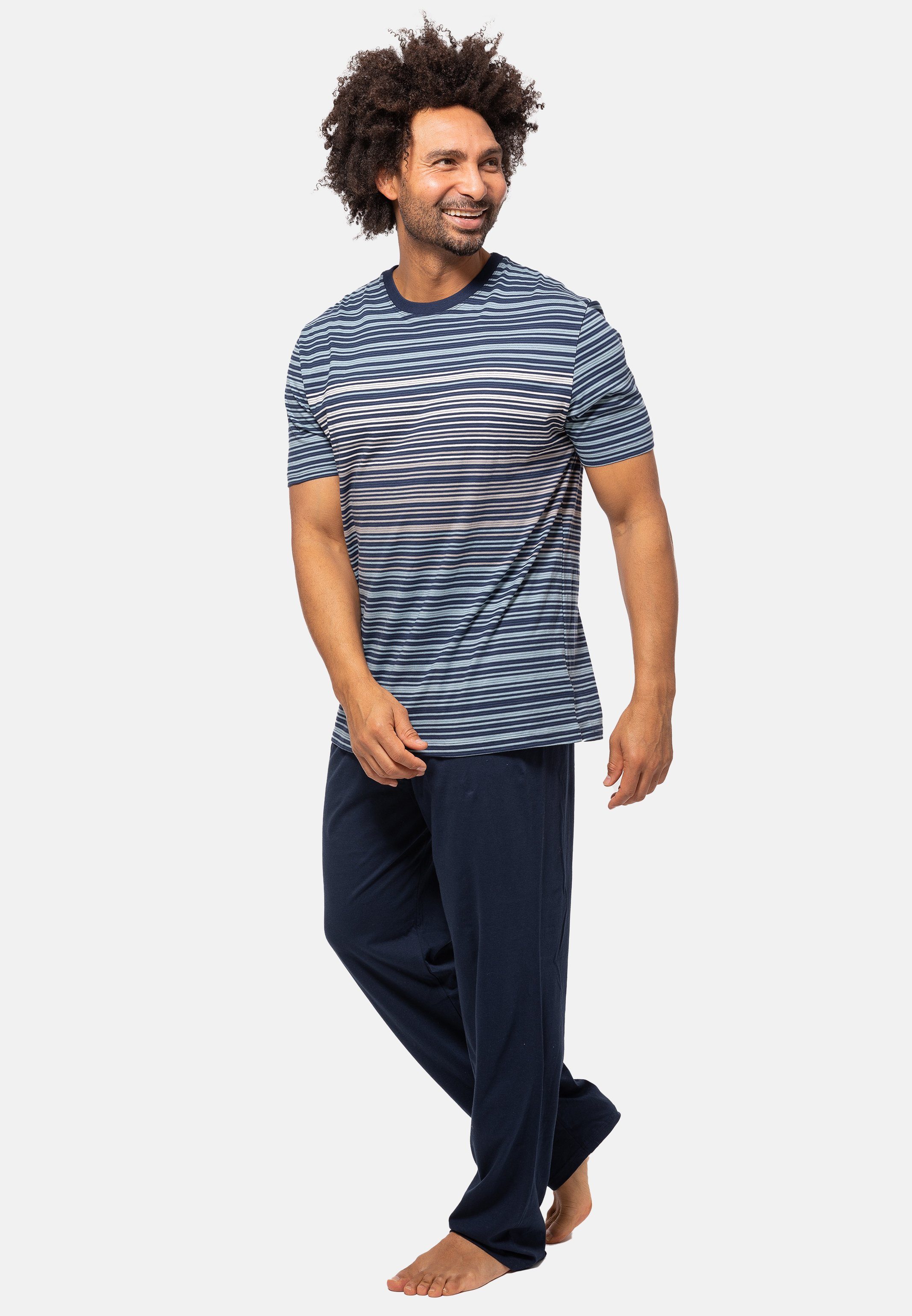 Ammann Schlafanzug Hose langer aus (Set, Set Baumwolle 2 Cotton - tlg) Organic und Pyjama - Kurzarm Shirt