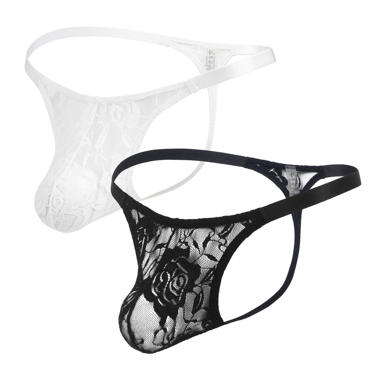Lau-Fashion Stringtanga Transparenter Herren String Tanga – Spitze mit Blumen-Print