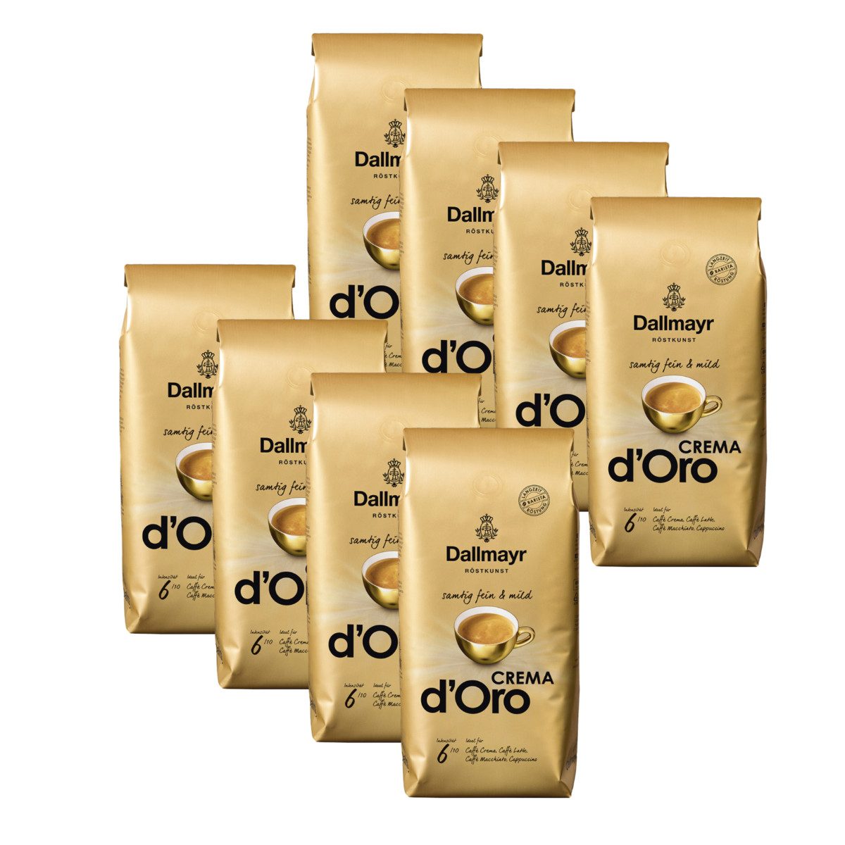 DALLMAYR Kaffee, Dallmayr Kaffee Crema d Oro Ganze Bohnen samtig fein 1000g 8er Pack