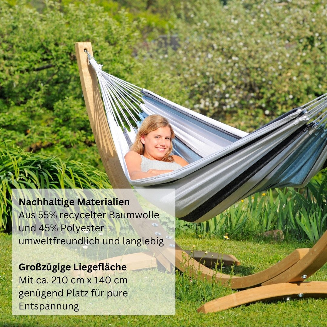 Amazonas Hängematte Salsa in L-Size im brasilianischen Stil (Liegefläche 210x140 cm, Belastbar bis 150 kg), UV-Schutz