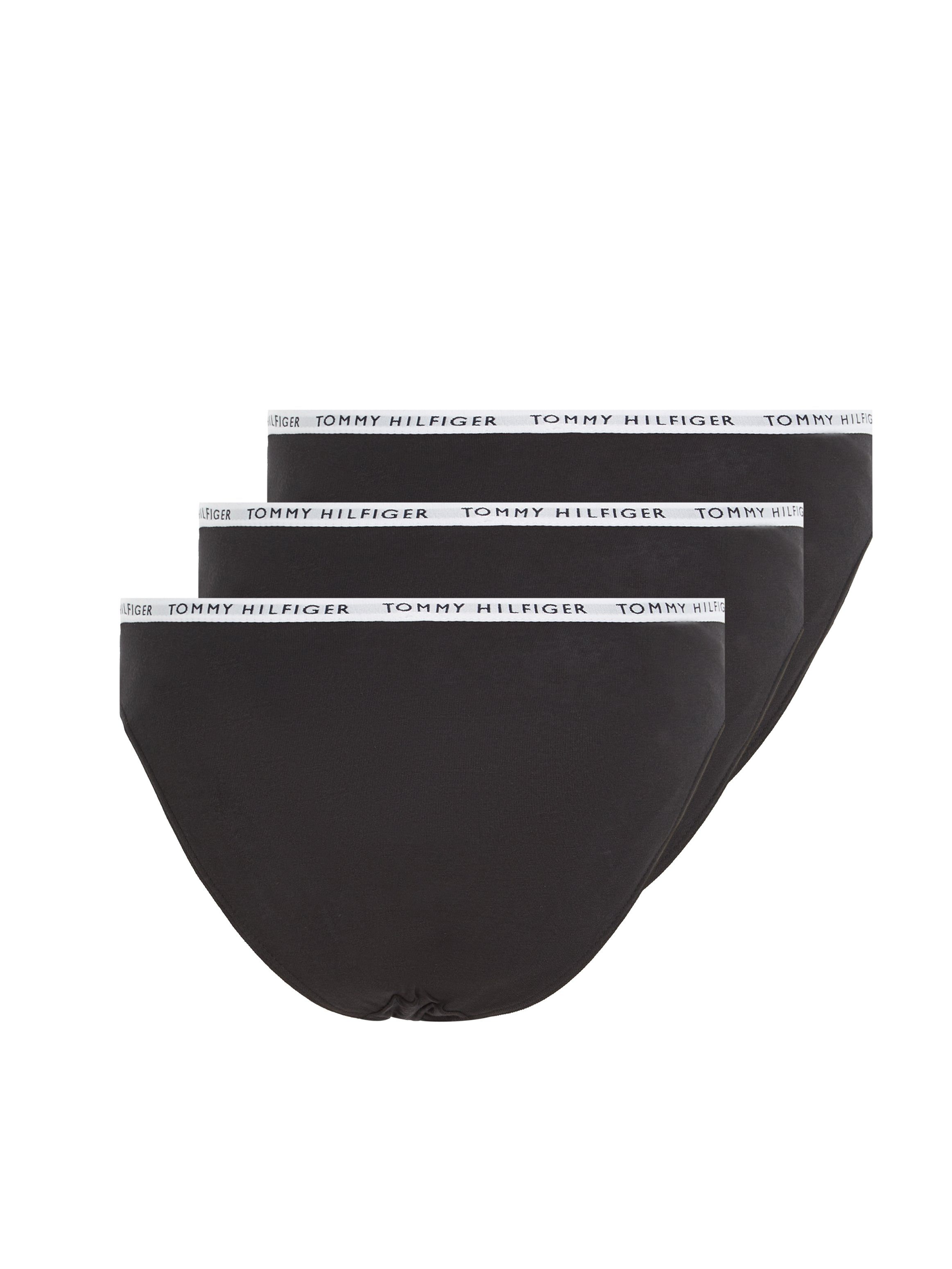 Logobündchen mit Underwear Hilfiger schwarz Bikinislip Tommy schmalem (3-St)