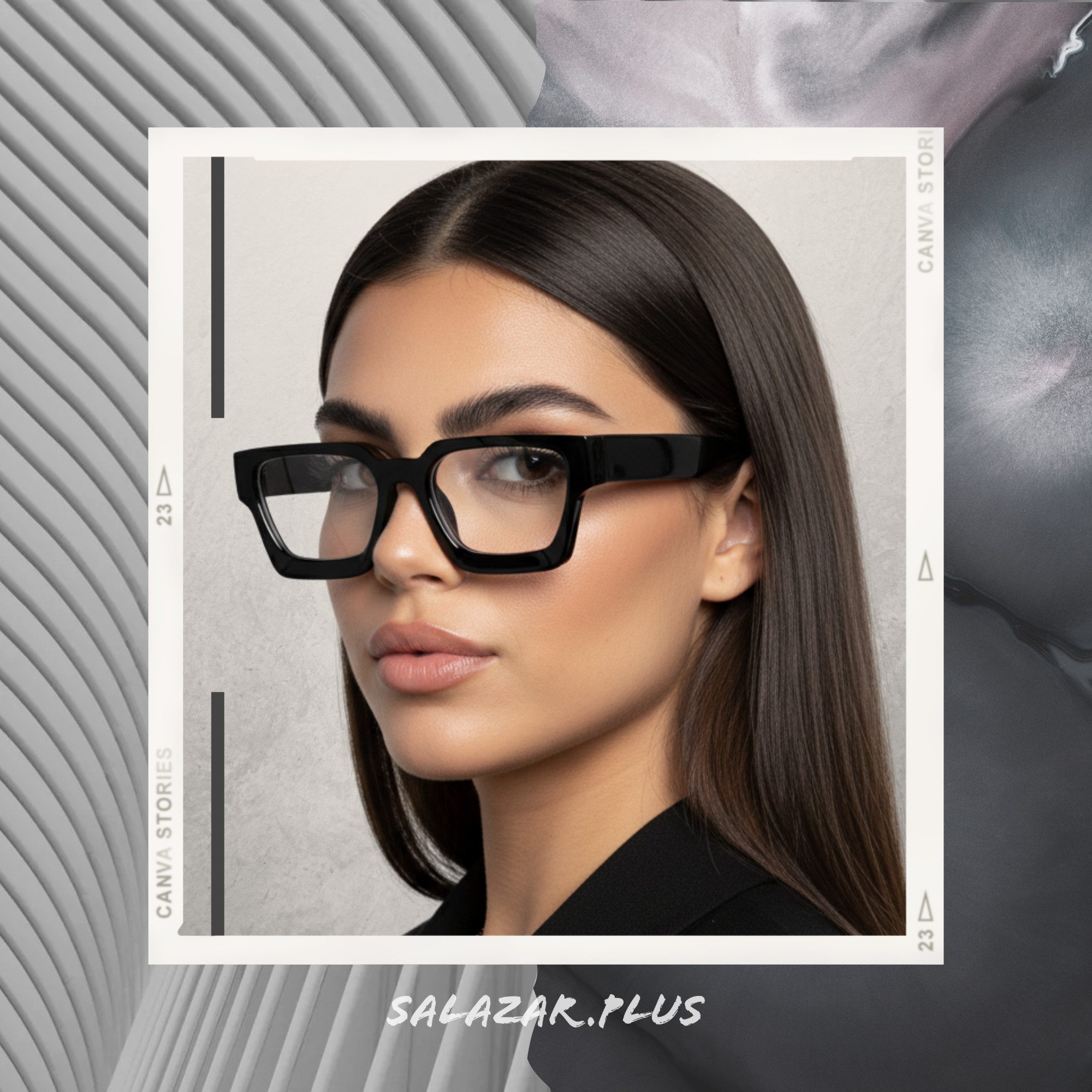 salazar.plus Brillengestell Brille ohne Stärke Dick Rechteckig Unisex Klotzig Damen Herren