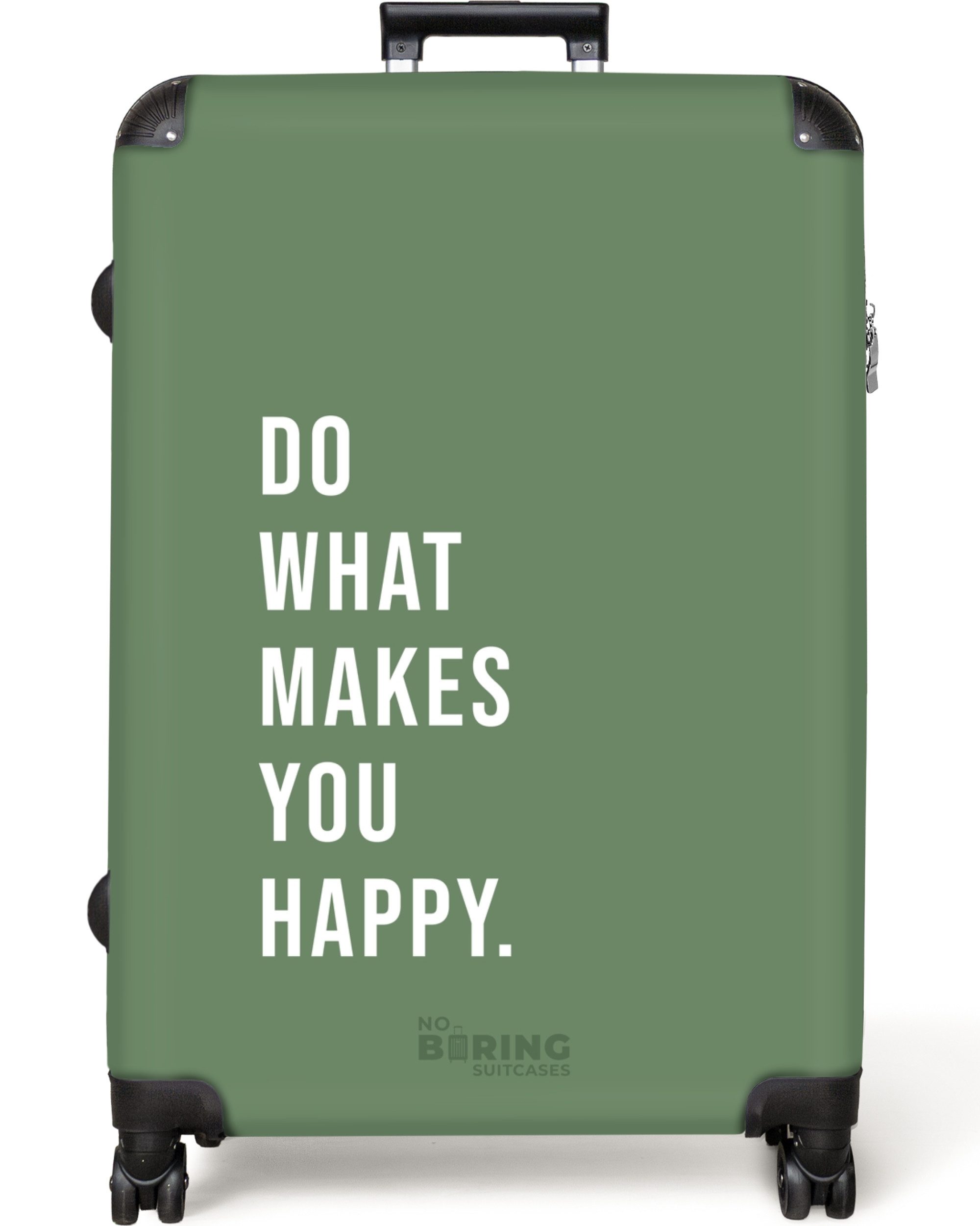 NoBoringSuitcases.com© Hartschalen-Trolley Grün mit Zitat "Tu, günstig online kaufen