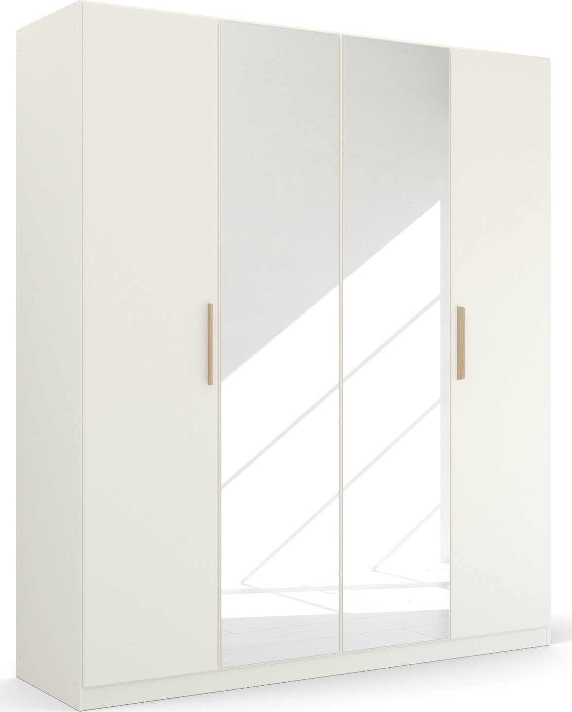 rauch Kleiderschrank Drehtürenschrank Schrank Garderobe Ankleide SKANDI BY QUADRA SPIN (Breiten: 181/226/271 cm, Höhe 210 cm) im Landhaus-Stil mit Massivholzgriffen, vollflächige SpiegeltÜren