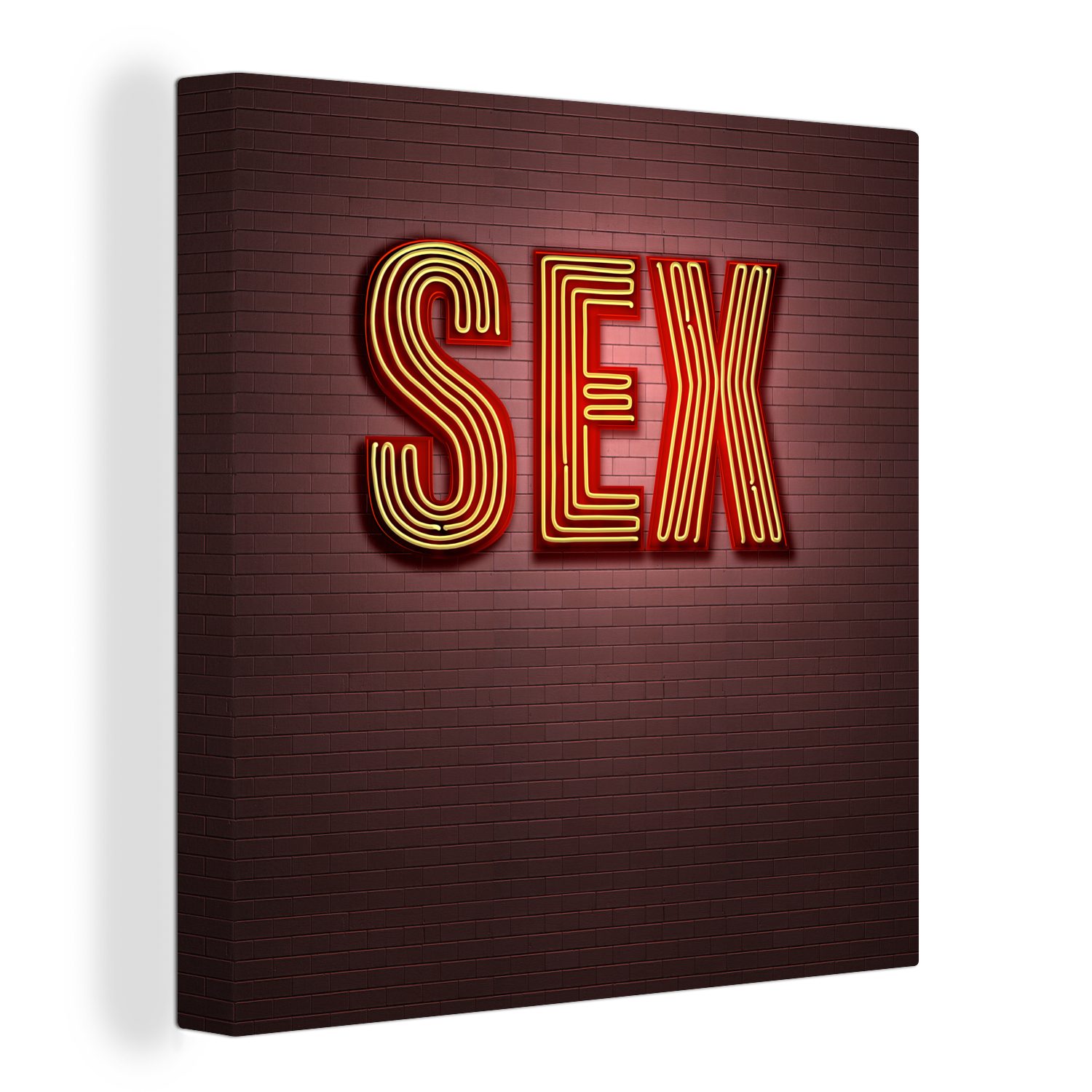 OneMillionCanvasses® Leinwandbild Neonschild mit dem Wort Sex, (1 St), Leinwand Bilder für Wohnzimmer Schlafzimmer
