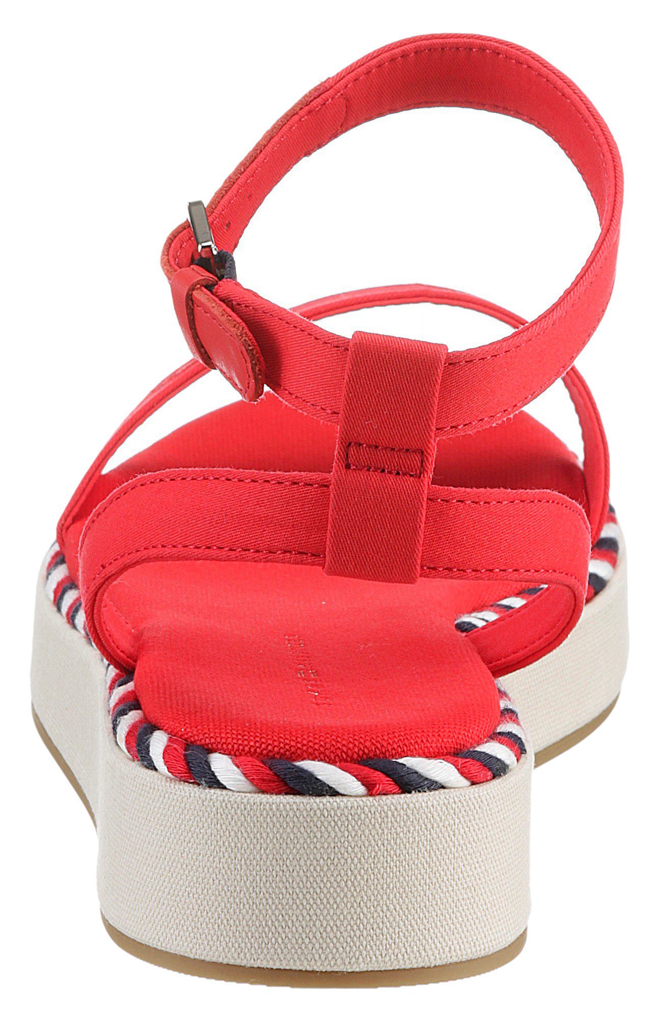 Hilfiger Riemchensandale FLATFORM ROPE verstellbarer mit Tommy rot Schnalle