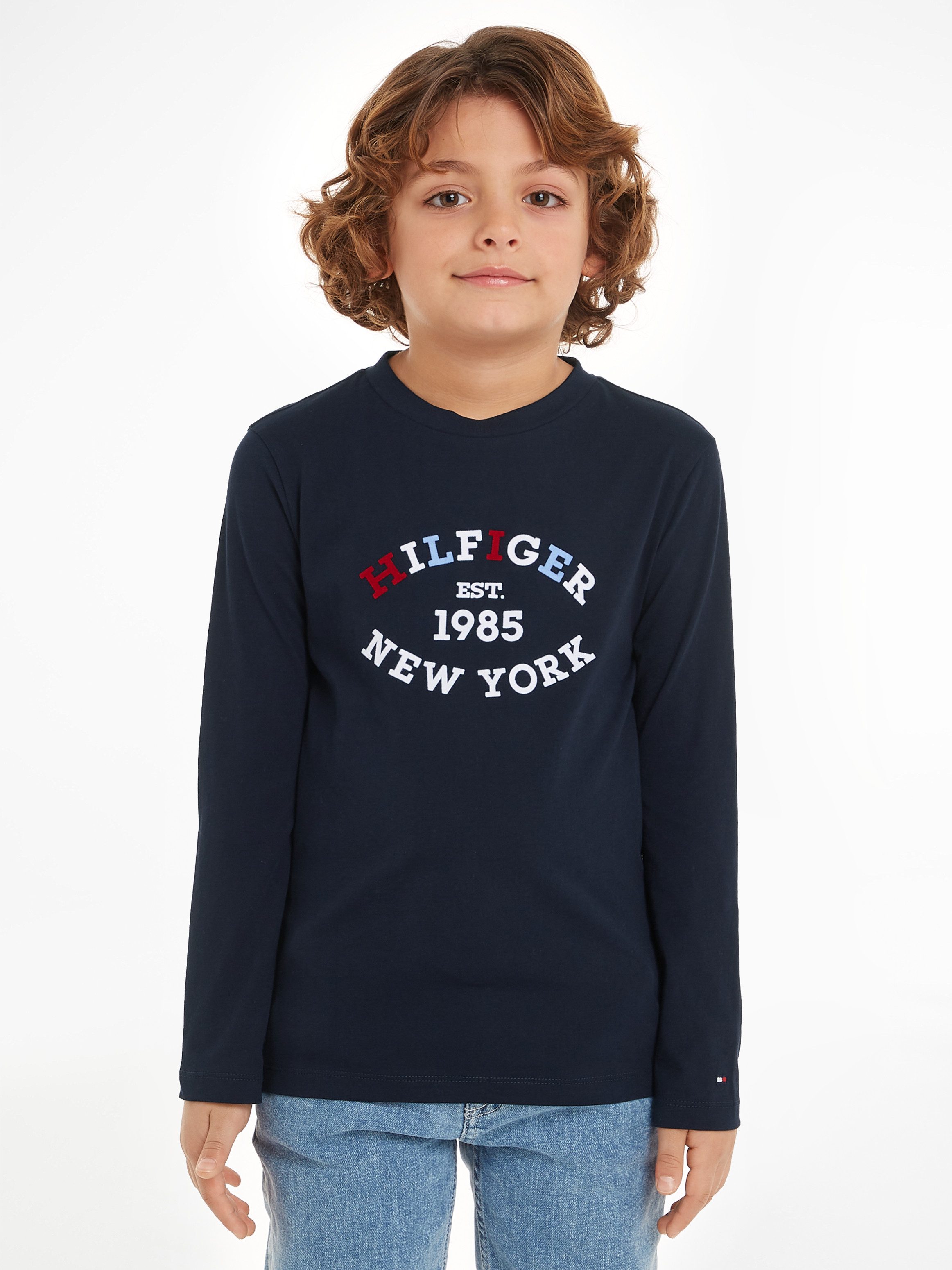 Tommy Hilfiger Langarmshirt MONOTYPE FLOCK REGULAR TEE LS Kinder bis 16 Jahre mit Logoschriftzug