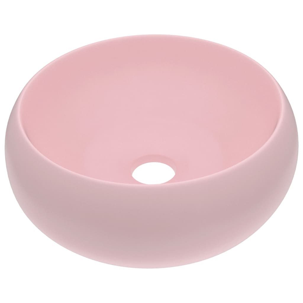 vidaXL Waschbecken, Luxuriöses Waschbecken Rund Matt Rosa 40x15 cm Keramik