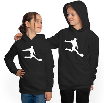 MyDesign24 Hoodie Kinder Kapuzen Sweatshirt - Fußball Hoodie mit Fussballer Silhouette Kapuzensweater mit Aufdruck, i463