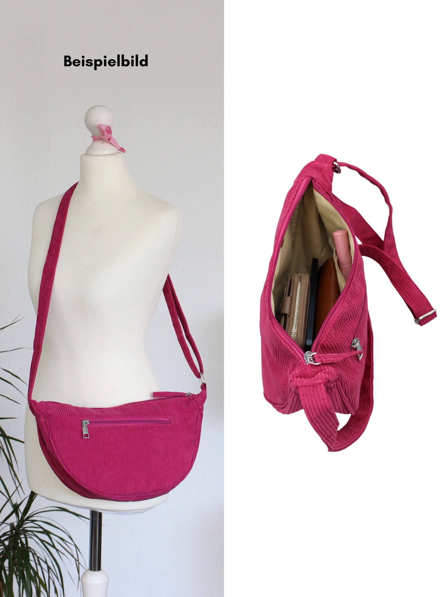 Adel Bags Schultertasche Kadi Cord Schultertasche – Weiche Banana Bag mit Reißverschluss