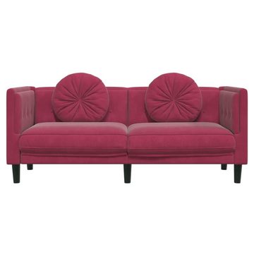 vidaXL Sofa Sofa mit Kissen 2-Sitzer Weinrot Samt