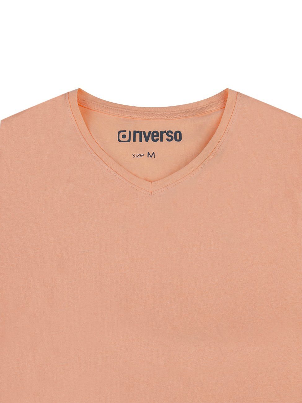 riverso T-Shirt RIVAaron Cotton Baumwolle Organic Light Bio V-Neck (1-tlg) 100% (11200) Orange