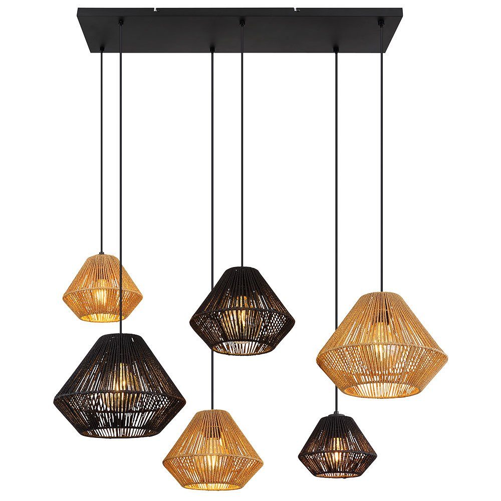 Deckenlampe Pendelleuchte 102 L Metall Deckenleuchte, Globo Hängelampe 6-Flammig Naturseile