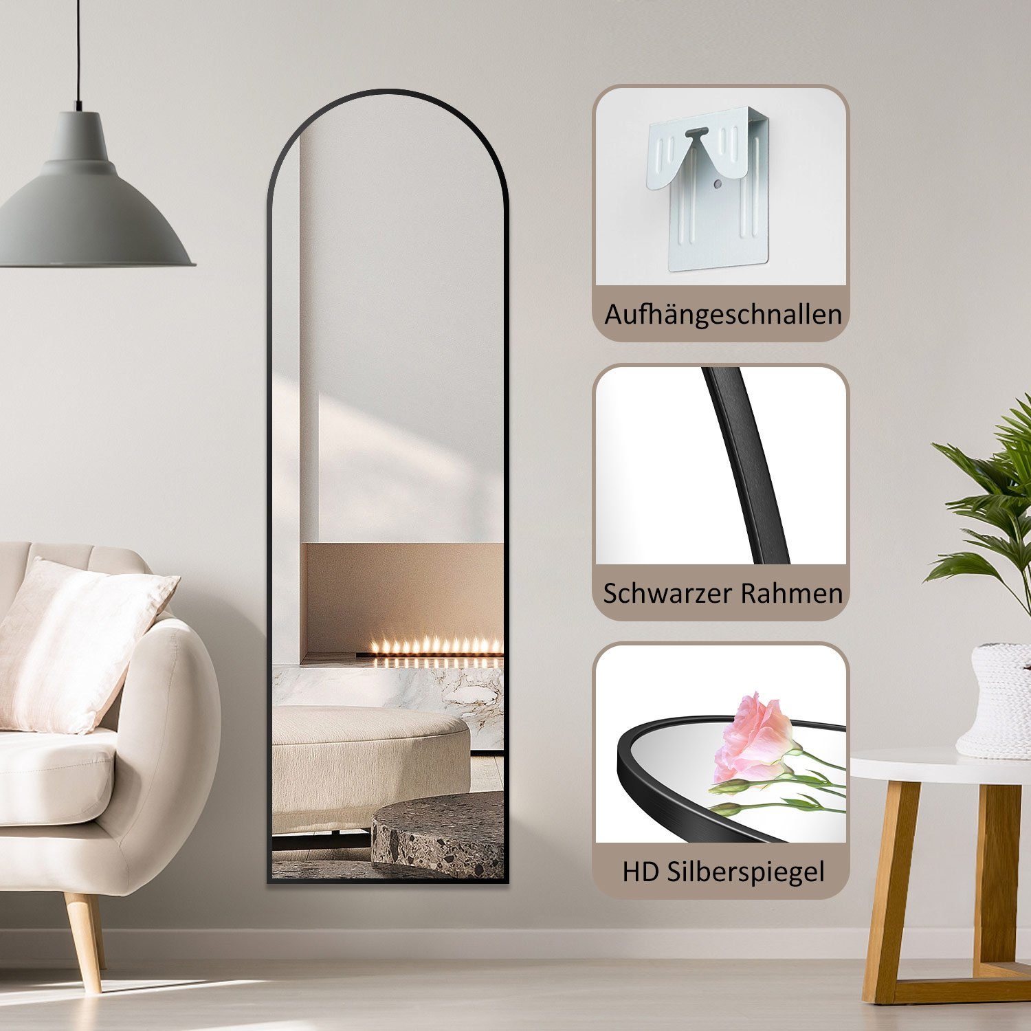 .de: SKERITO Ganzkörper-Spiegel, LED, für Garderoben, 50 x 120 cm
