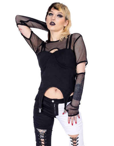 Heartless Crop-Top Lisha Gothic Netz Oberteil Punk Shirt Rave Mesh Cyberpunk