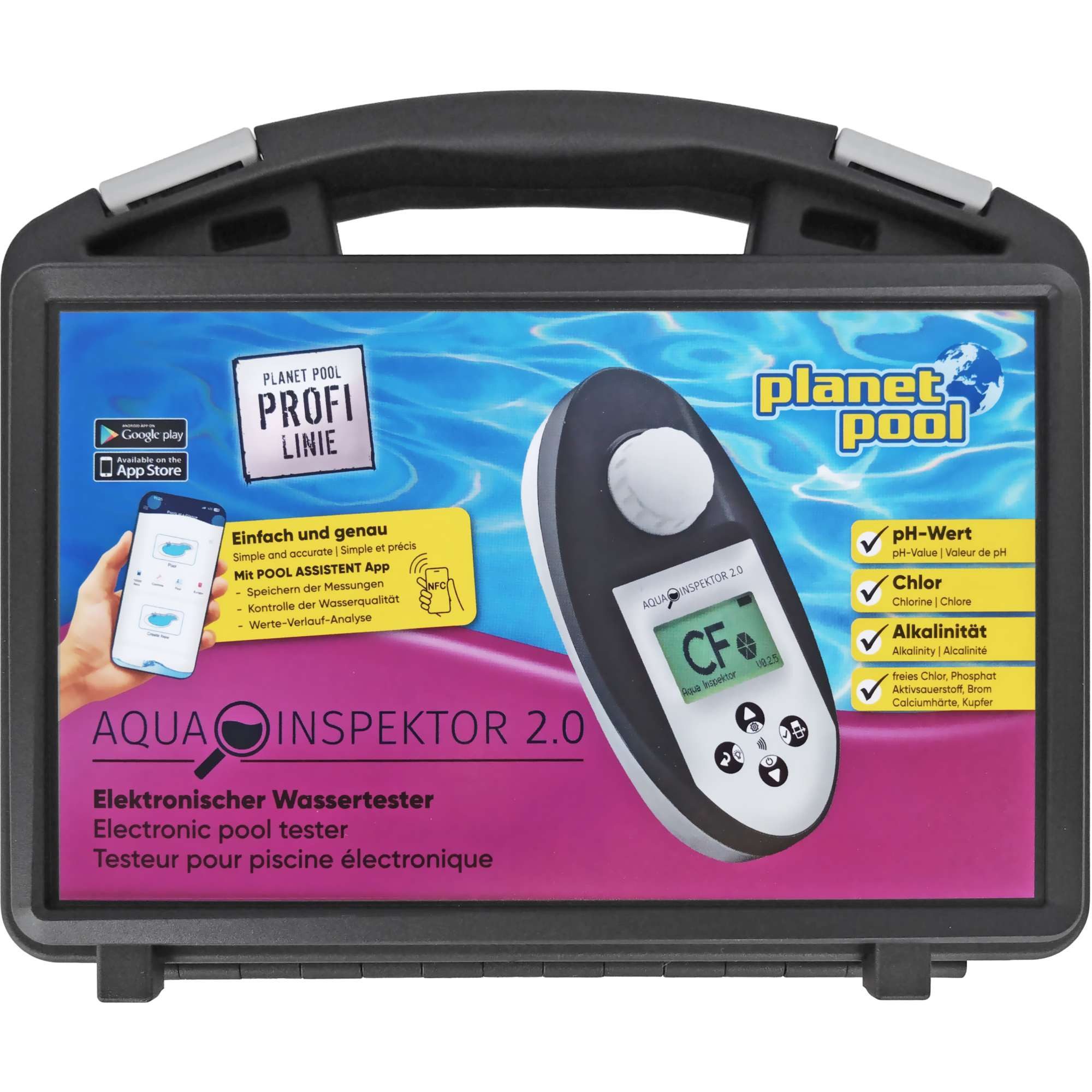 Planet Pool Wassersensor Aqua Inspektor Profi-Messgerät Wassetest, Chlor/pH, (1-St)
