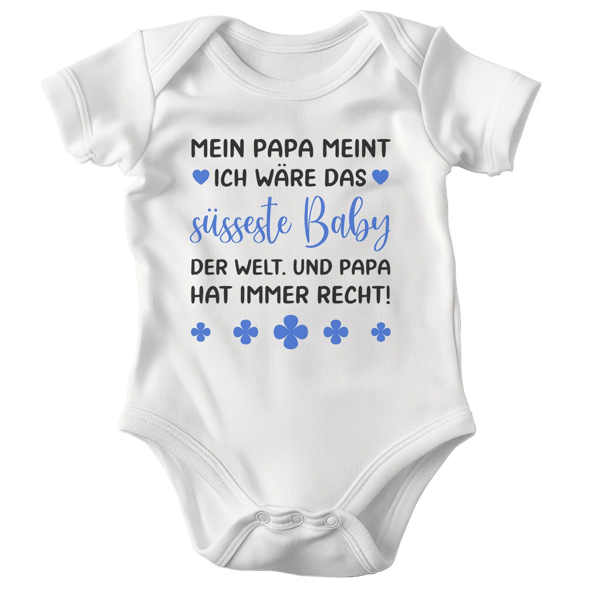 22Feels Kurzarmbody Bio Jungen Babybody Weiß Süßestes Baby Papa Blau Geschenk Taufe Geburt BIO-Baumwolle - In Deutschland Bedruckt - Niedlicher Print