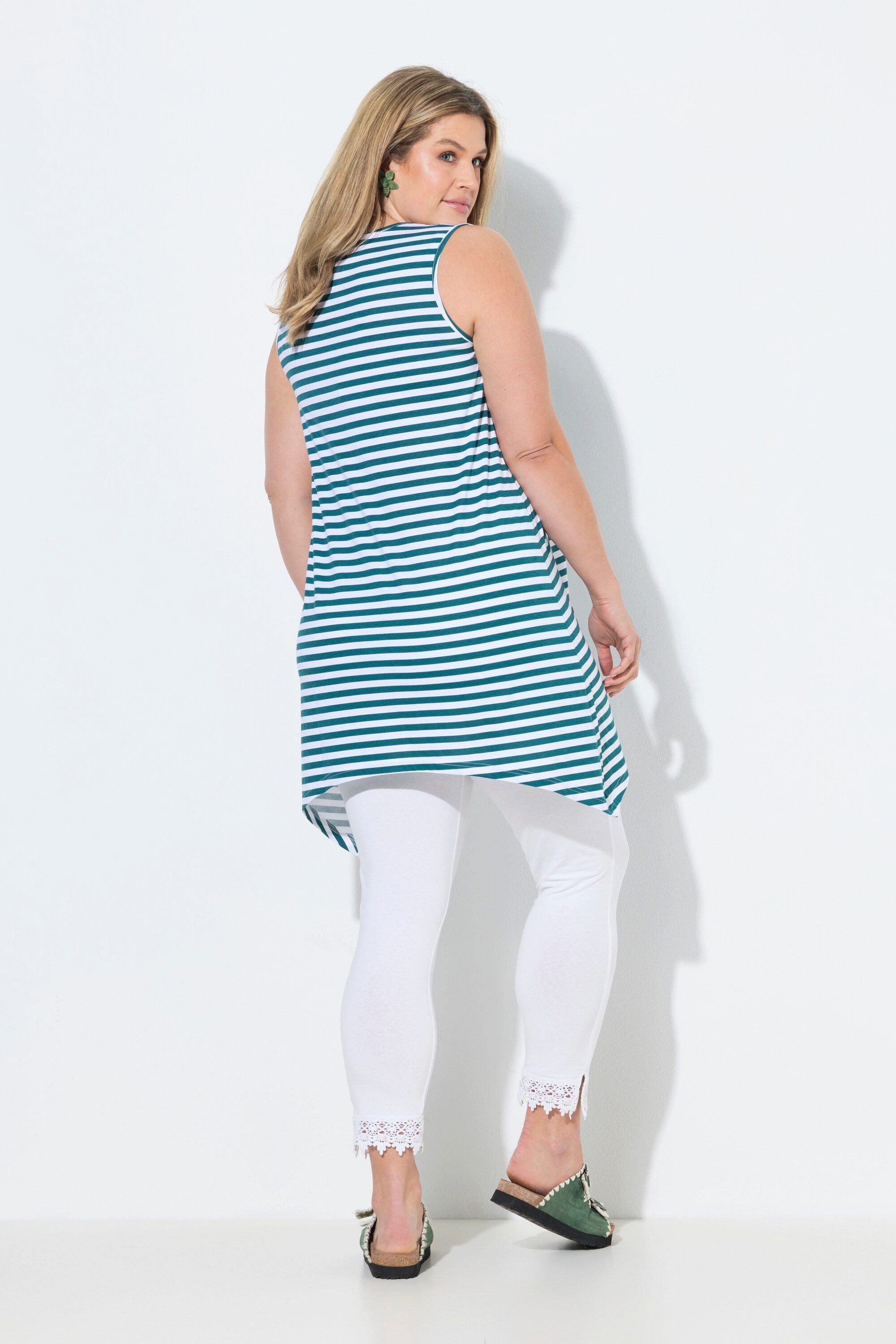 Ulla Popken Longtop Longtop Ringel A-Linie V-Ausschnitt ärmellos