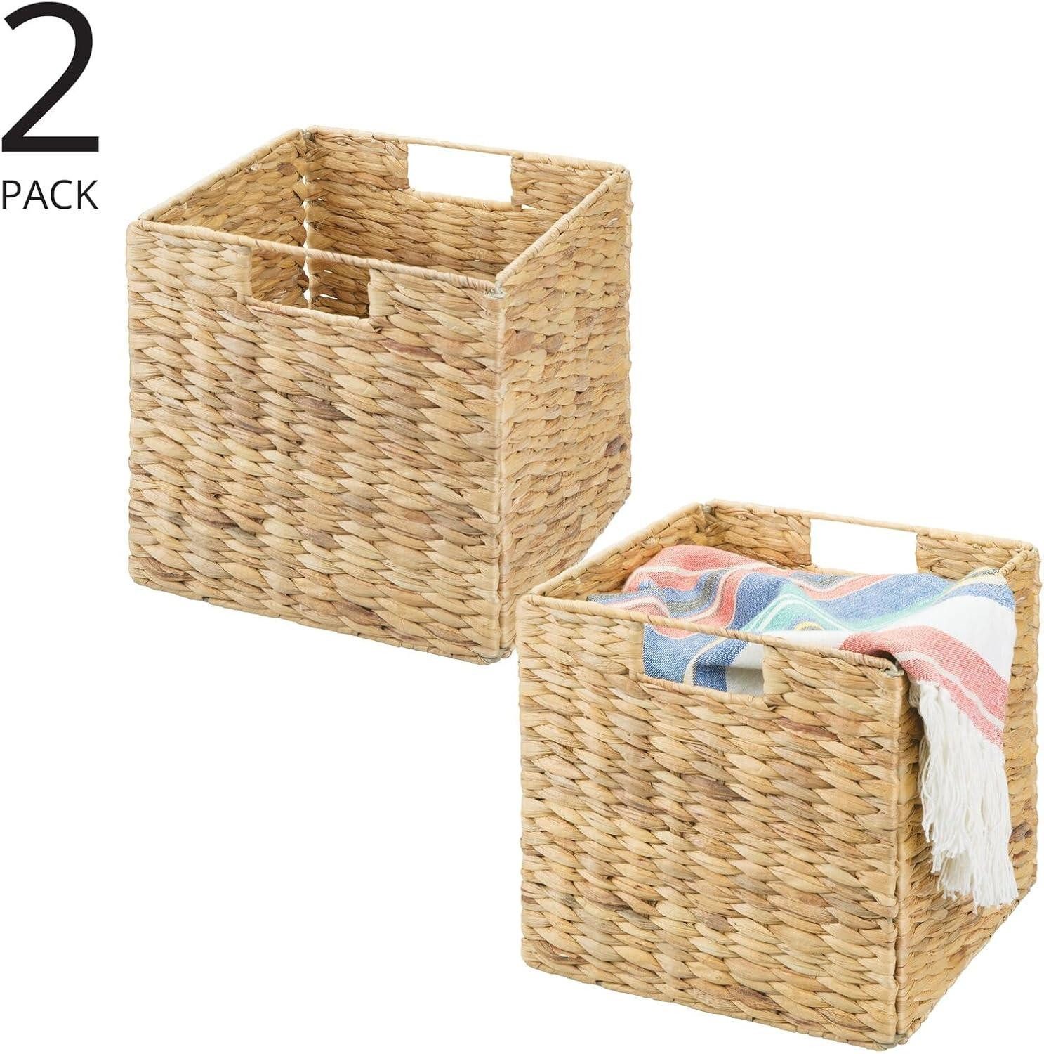 mDesign Aufbewahrungssystem mDesign Aufbewahrungsbox Regalkorb Organizer 2er Set faltbar Naturfa
