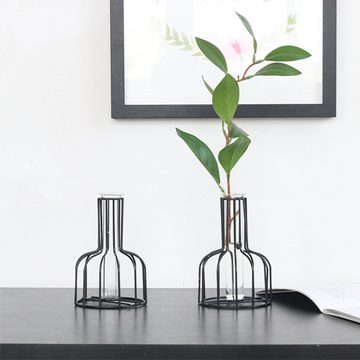Lubgitsr Dekovase 2 Stück Vase aus Eisen Glas Vase Kleine Vasen Für Tischdeko Blumenvase (2 St)