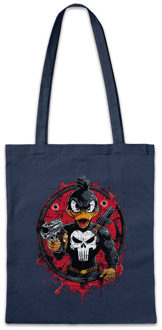 Beuteltasche Vigilante Duck Stofftasche Skull Logo Toon Cartoon Comic Daffy